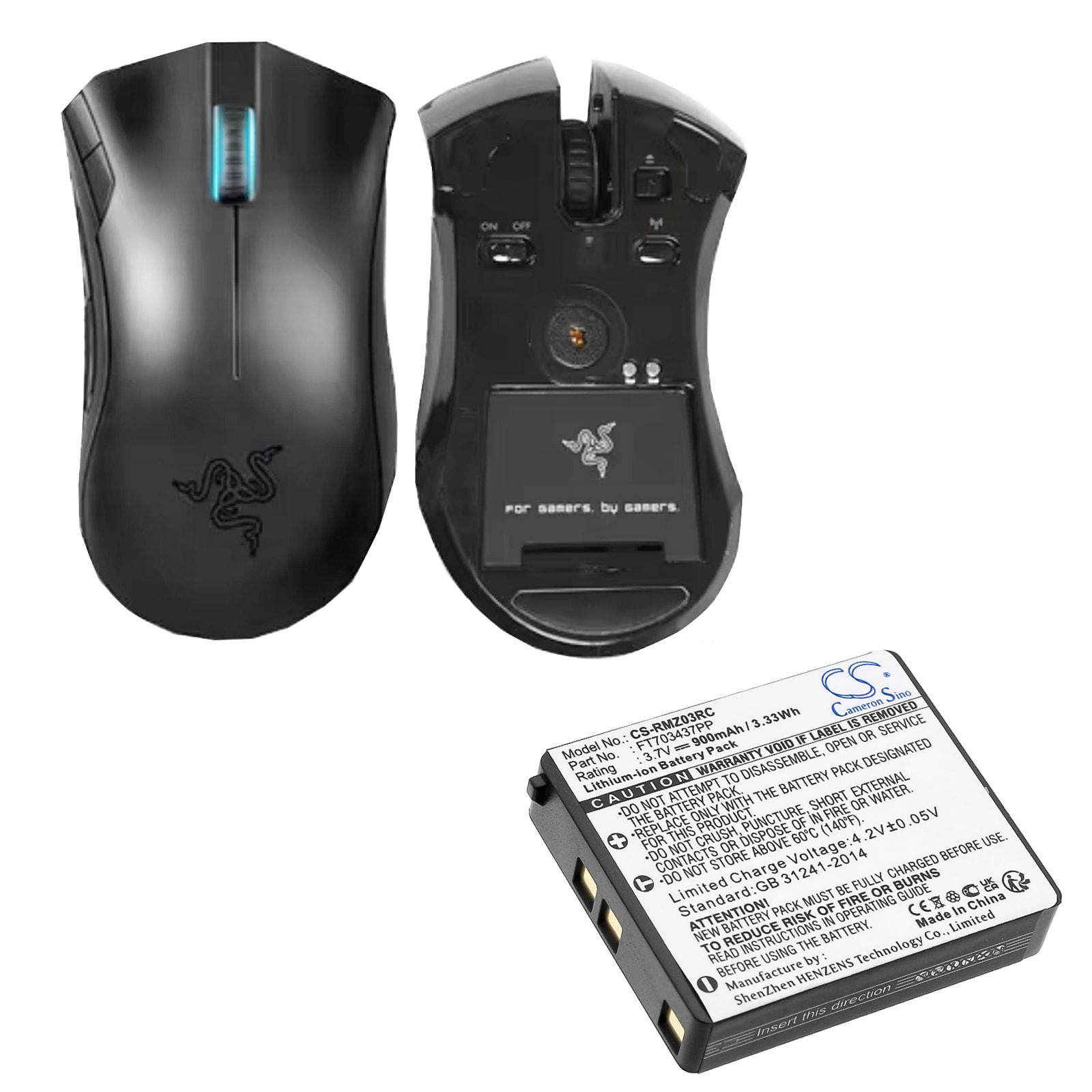 Batteri for tastatur, mus for Razer RC03-001201, Mamba RC03