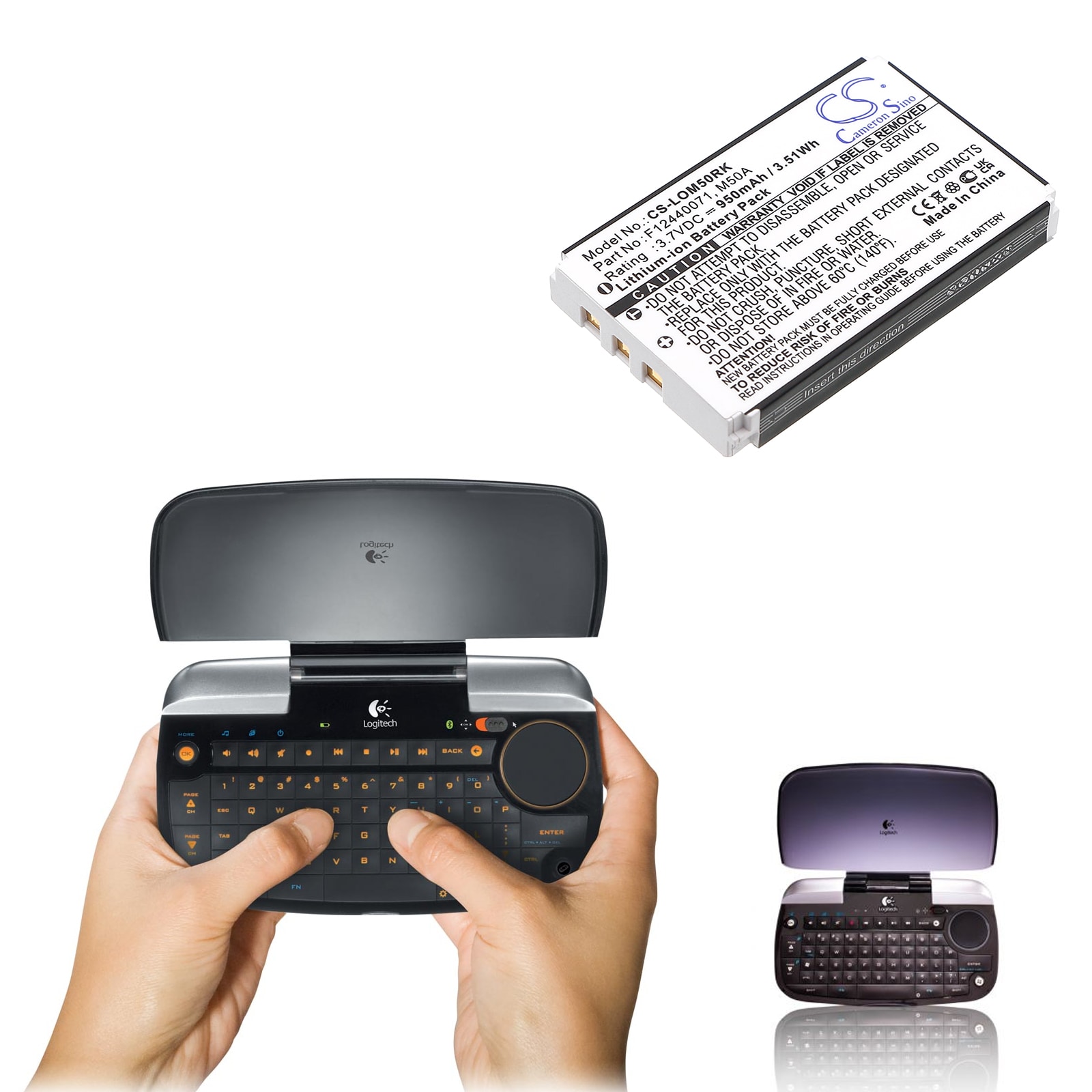Batteri for tastatur, mus for Logitech diNovo Edge, DiNovo Mini, Y-RAY81
