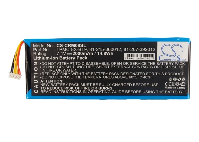 Batteri for fjernkontroll for Crestron TPMC-8X, TPMC-8X WiFi, 6502269