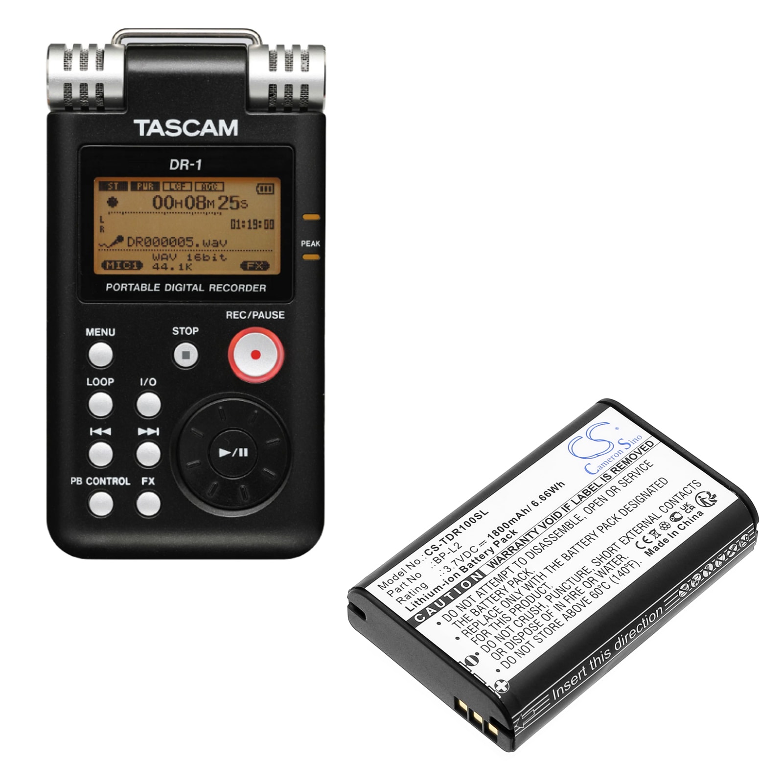Batteri for opptaker til Tascam DR-1, GT-R1