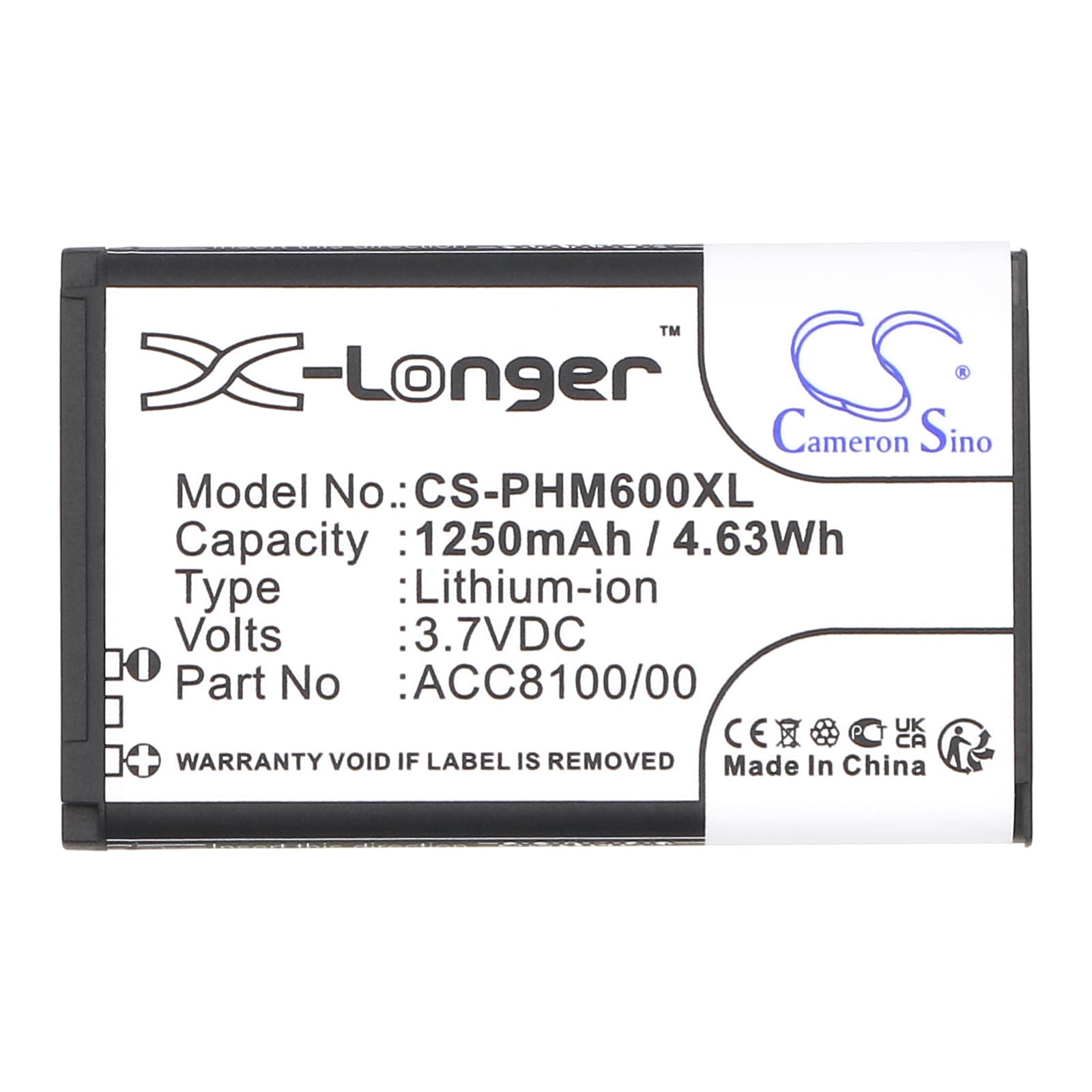 Batteri for opptaker for Philips Pocket Memo DPM6000, Pocket Memo DPM7000 og andre.