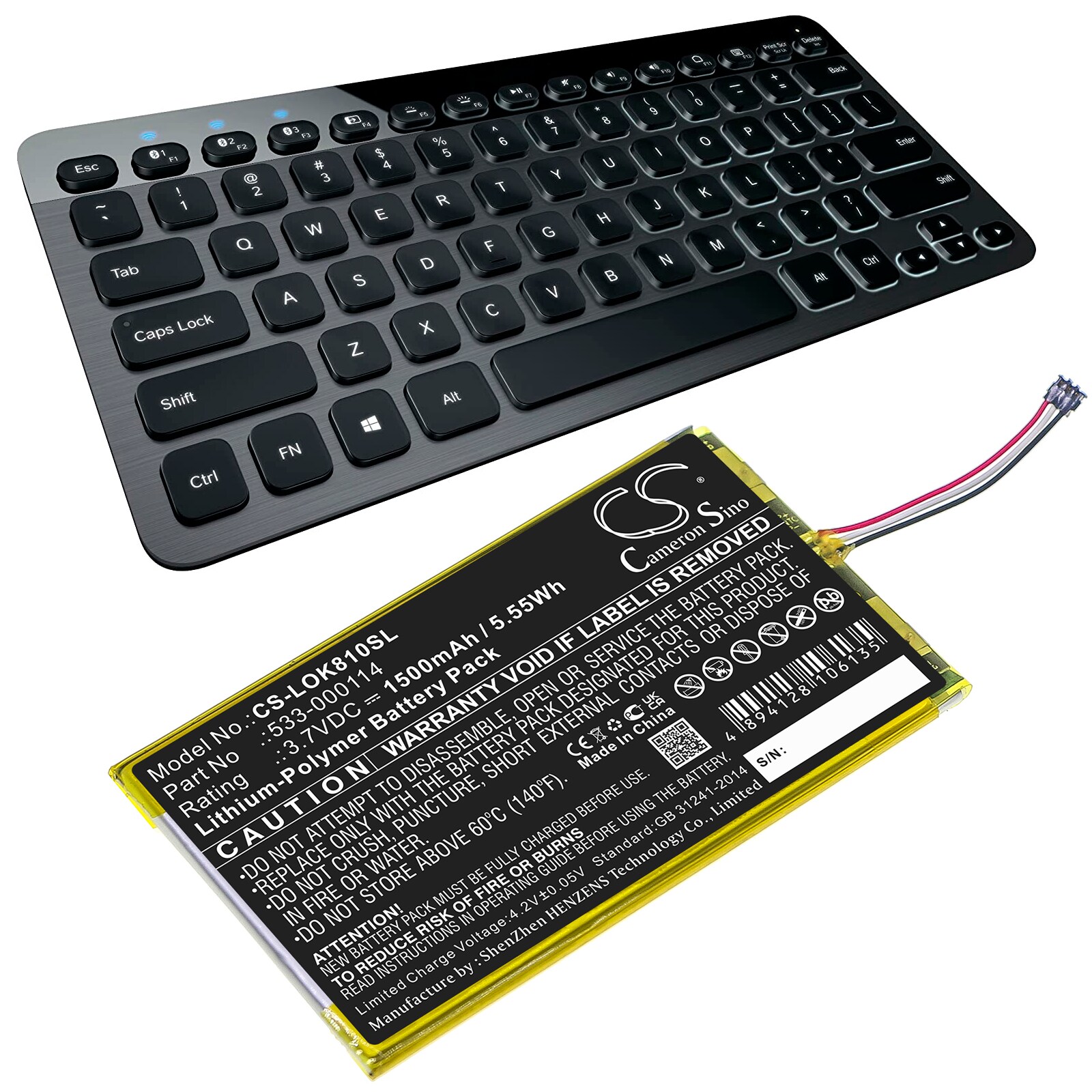 Batteri for tastatur, mus for Logitech IIIuminated Keyboard K810, K810