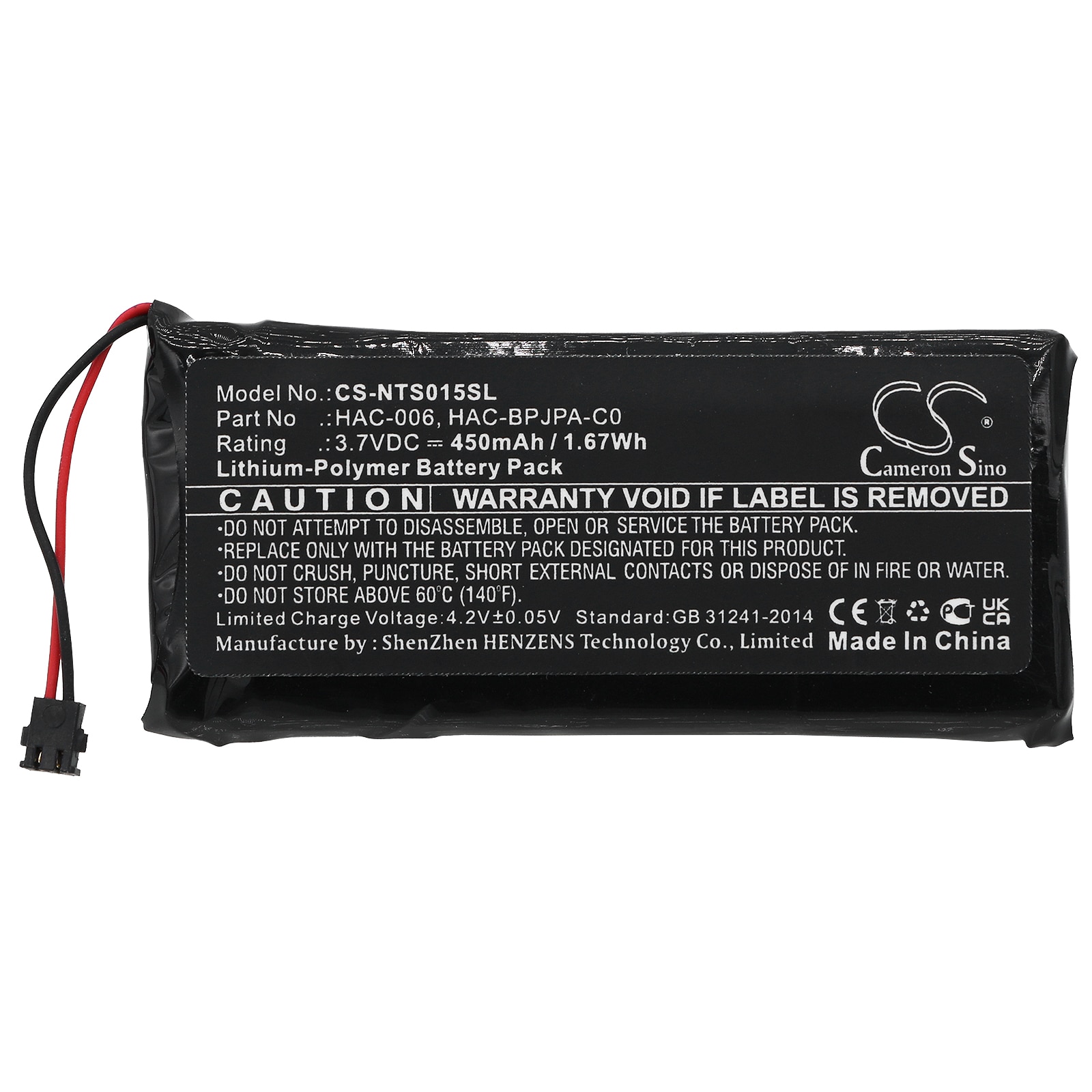 Batteri for spillkonsoll for Nintendo Switch Controller, HAC-015, HAC-016 etc.