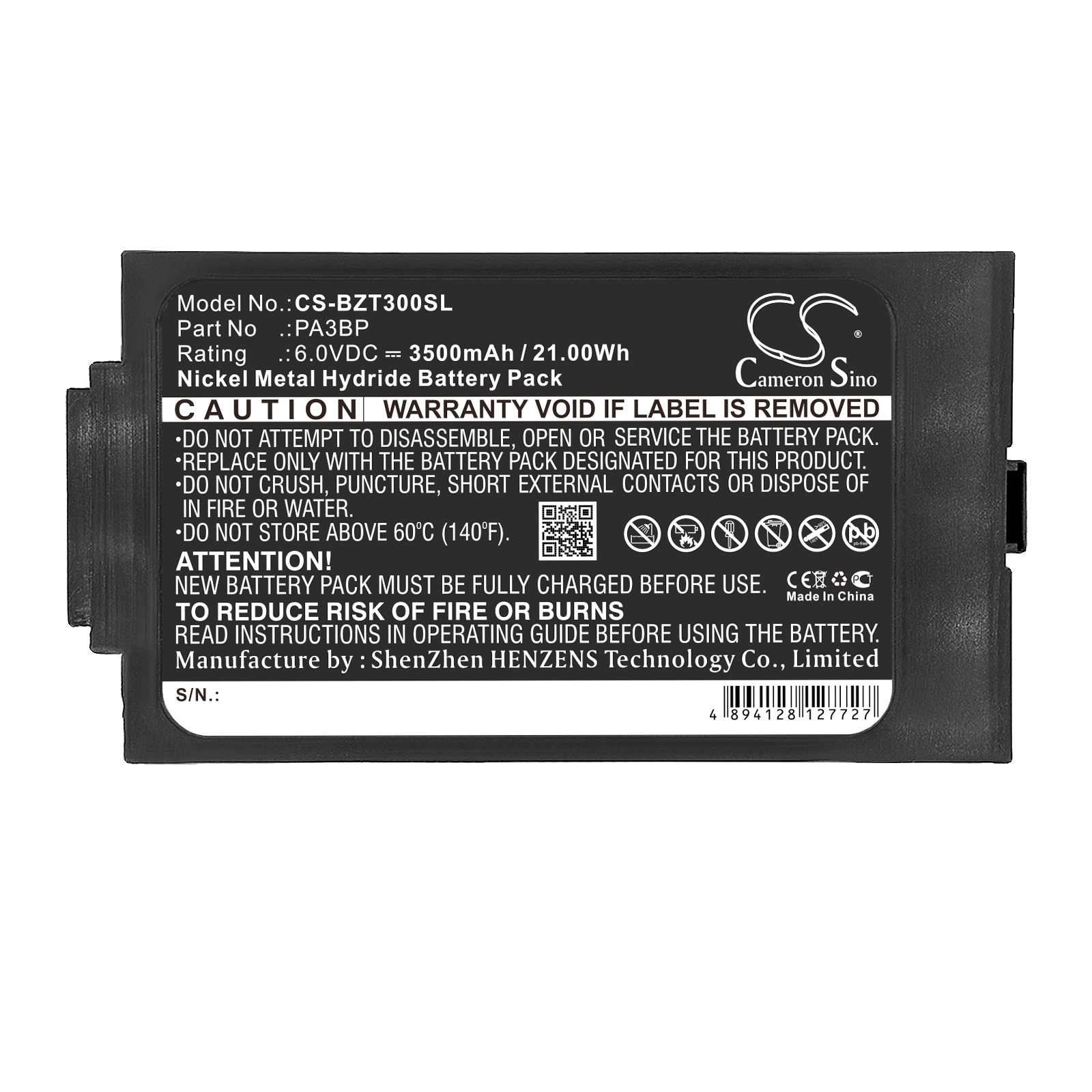 Batteri til termisk kamera for Bullard PA30 PAPR, Tri-Filter