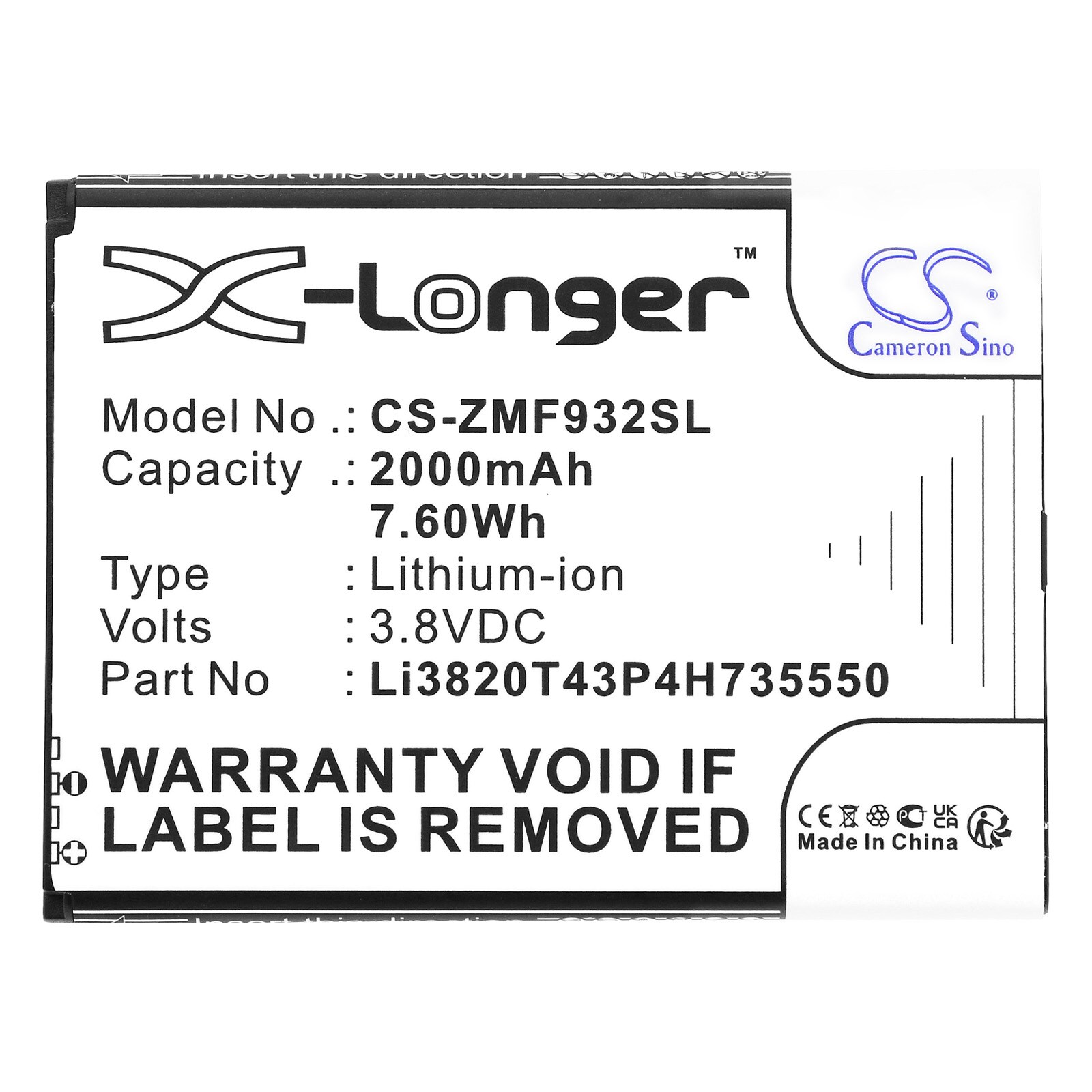 Batteri for hotspot for ZTE WiFi5 MF932