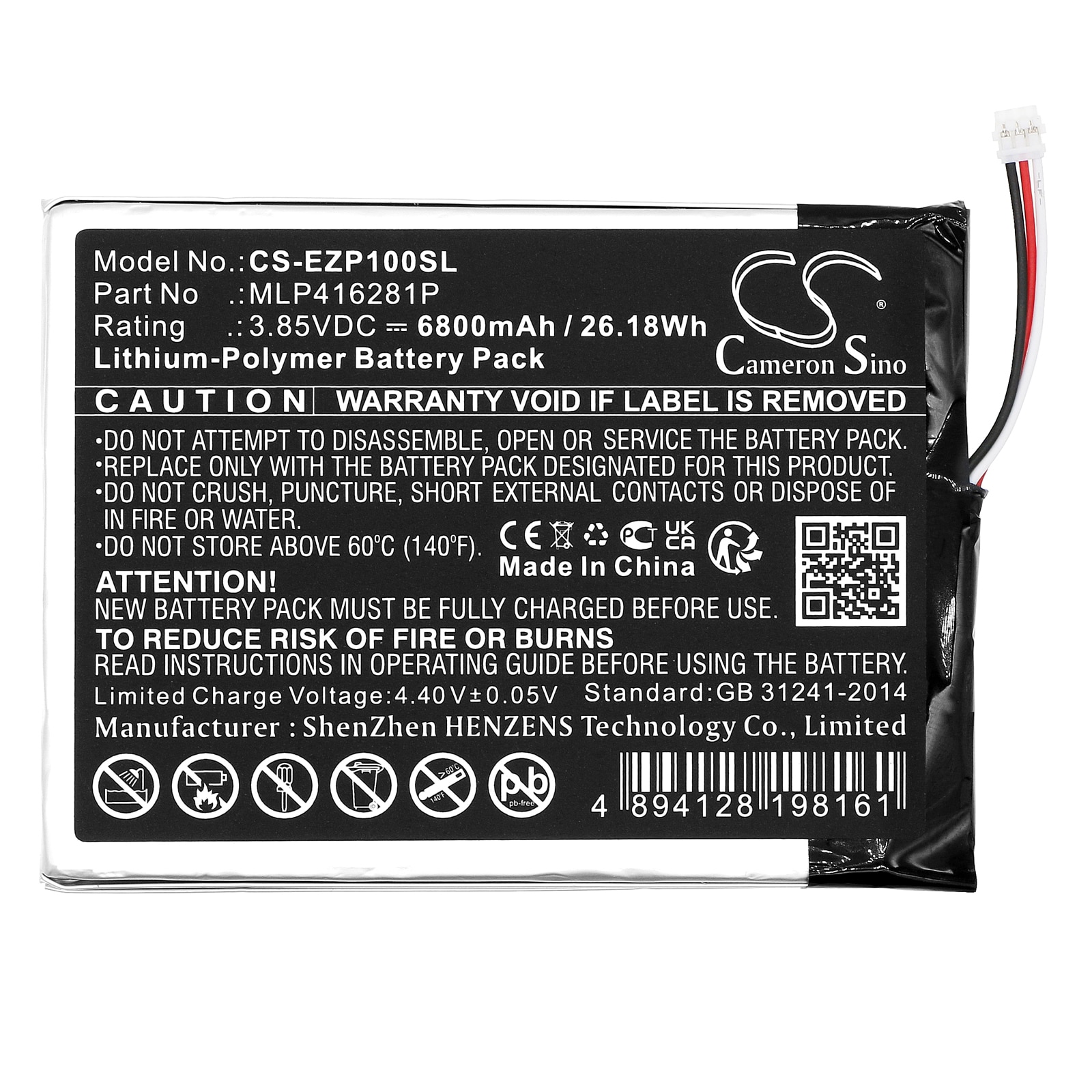 Batteri for sikkerhetskamera til Ezviz DP1S