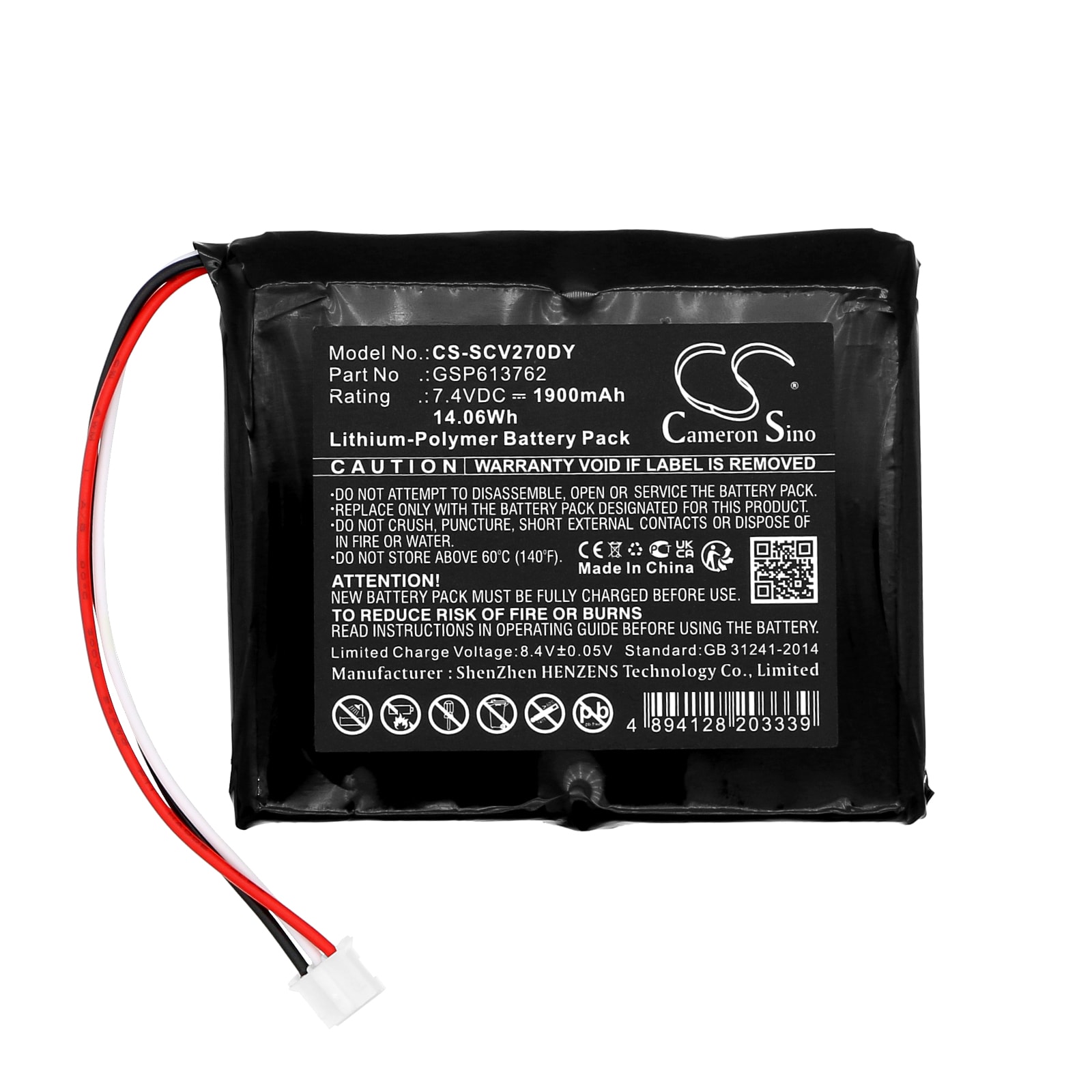 Batteri til DVD-spiller for Sencor SPV2706, SPV2715, SPV 2718 og andre.