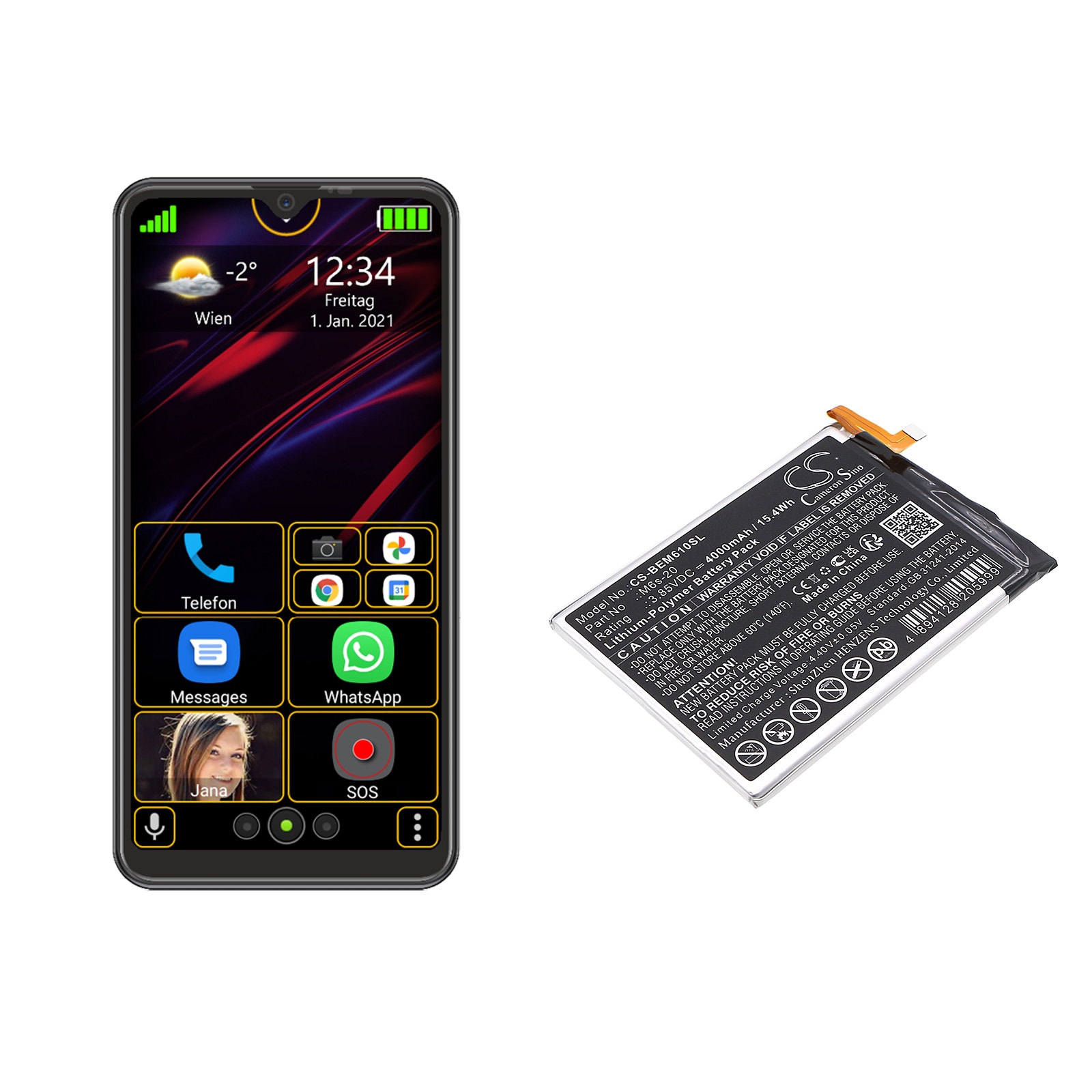Batteri for SmartPhone, Mobil for Bea-telefon M6s Premium, M6s