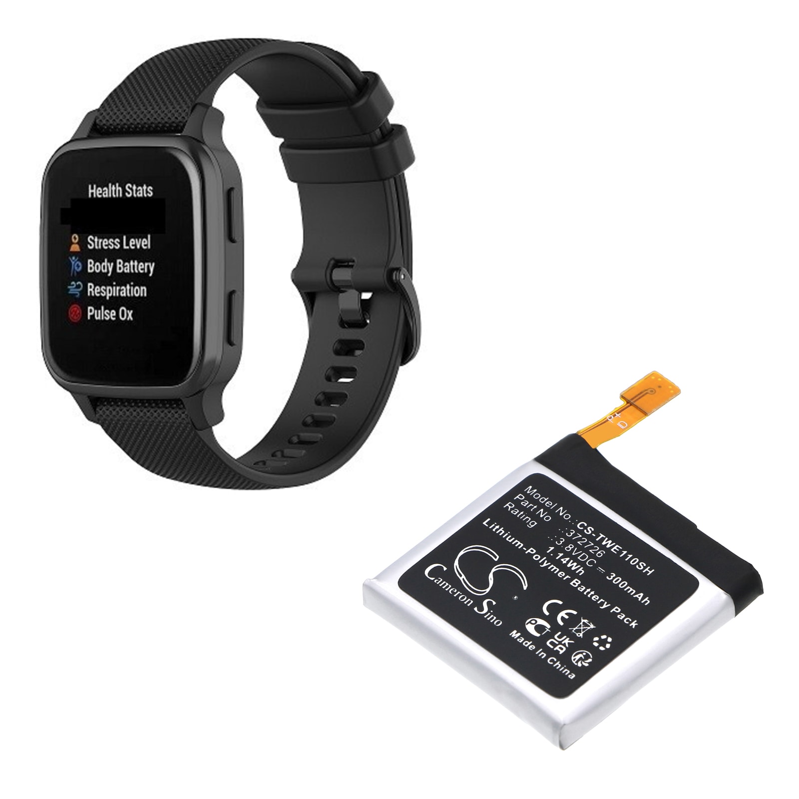 Batteri til smartklokke for Ticwatch WE11098, 1 46 mm