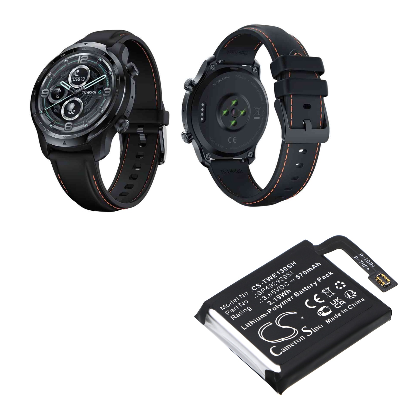 Batteri til smartklokke for Ticwatch Pro 3