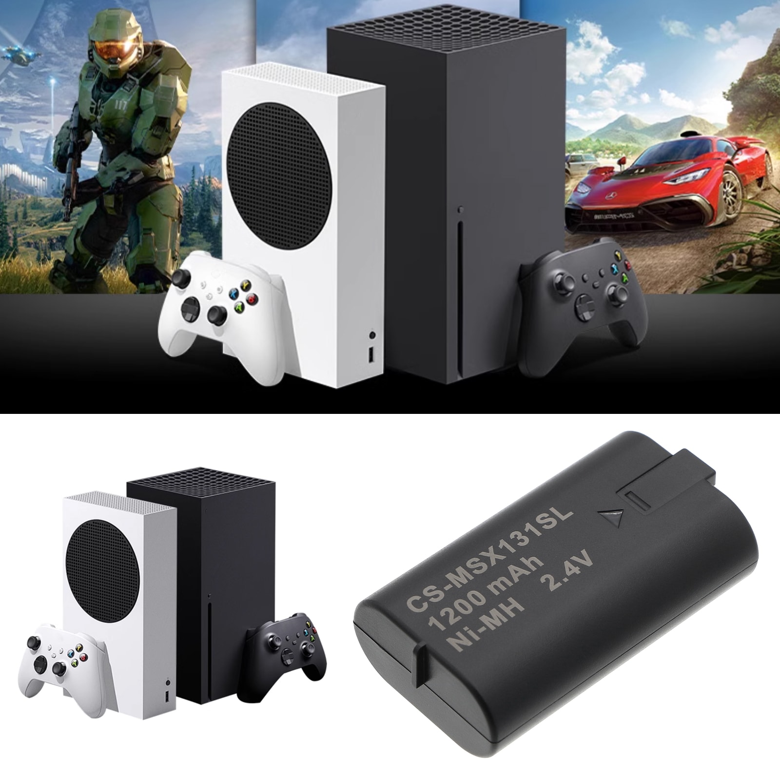 Batteri for spillkonsoll for Microsoft Xbox XSS, Xbox X1, Xbox X1 Elite og andre.