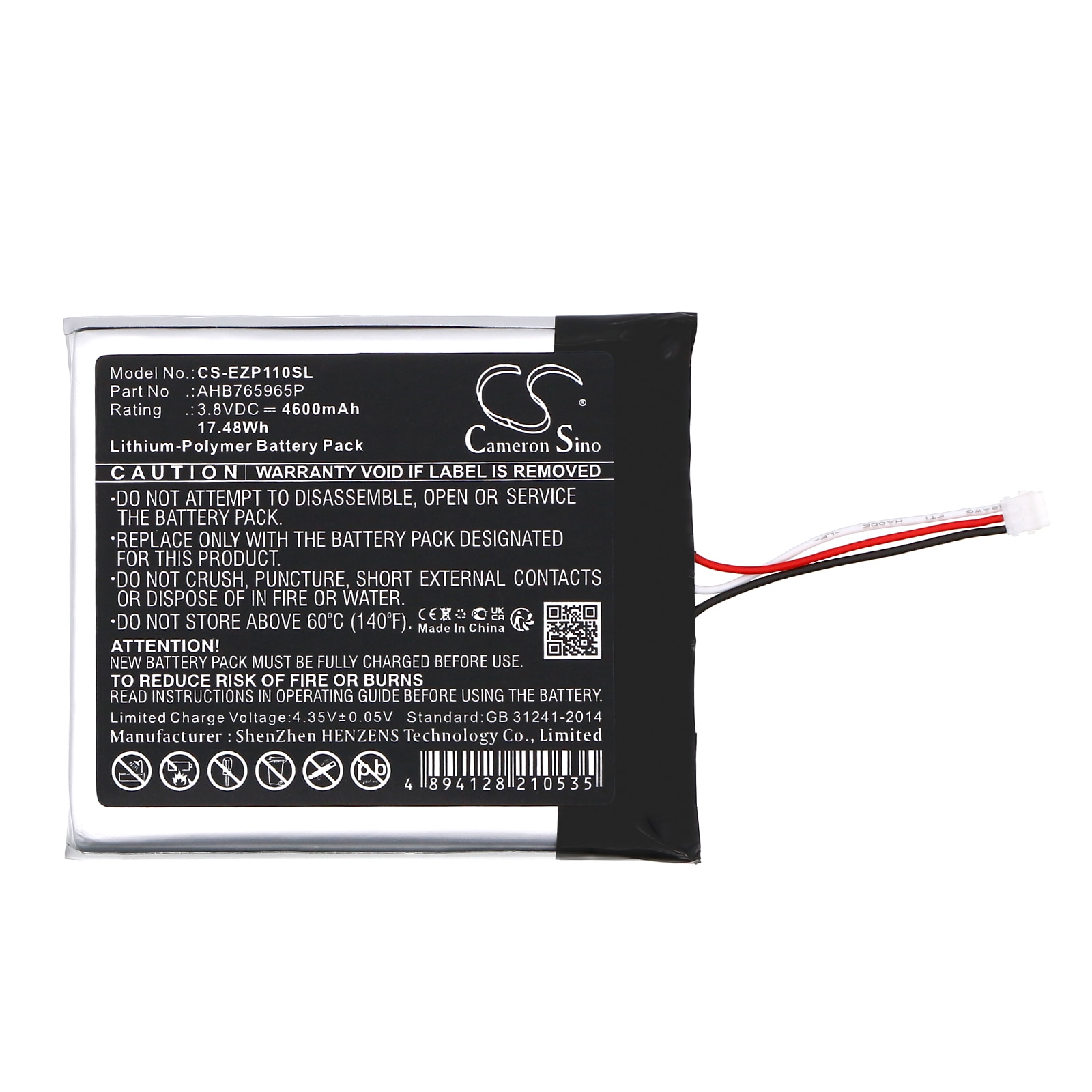 Batteri til sikkerhetskamera for hjemmet for Ezviz CS-DP1C-4A1WPFBSR, CS-DP1C
