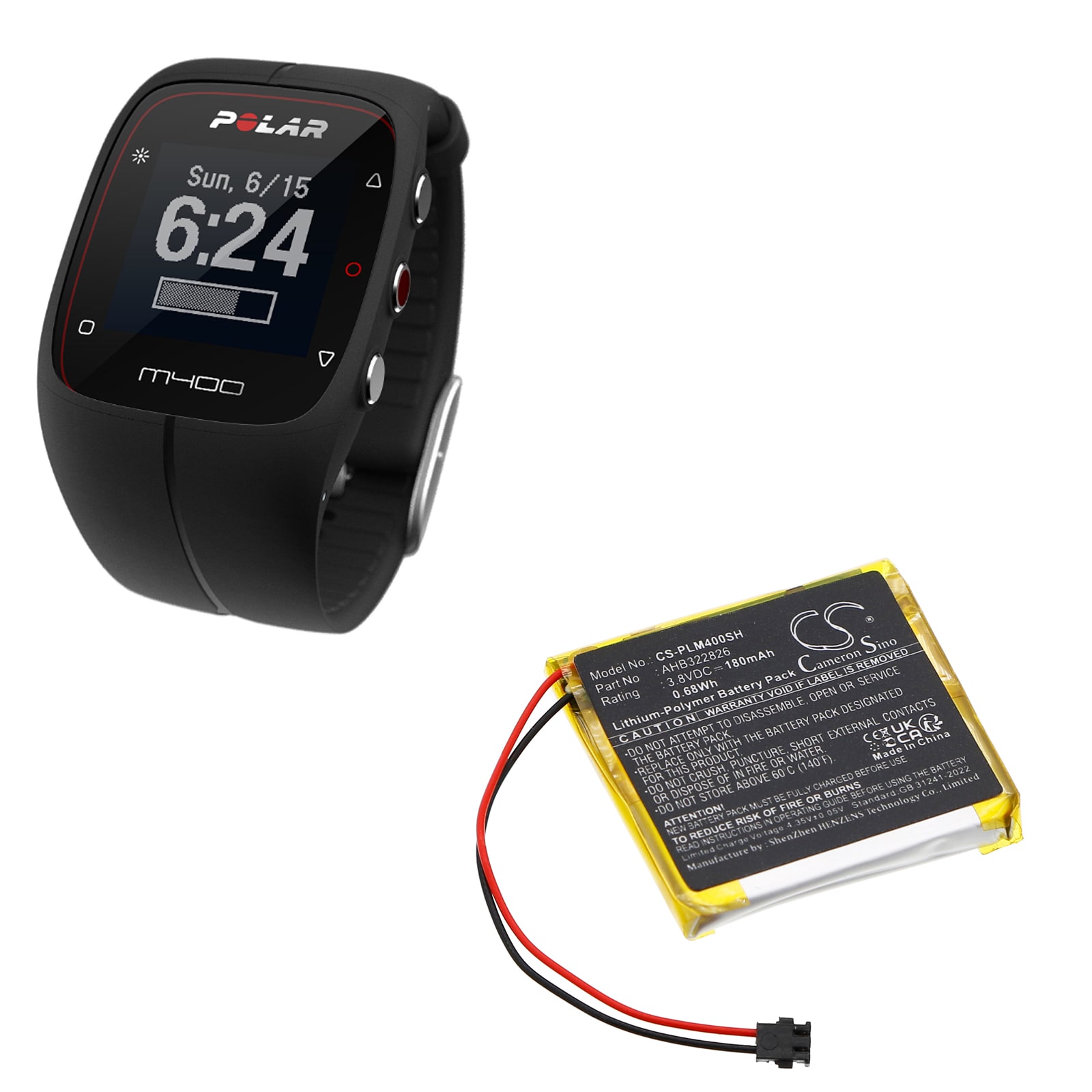 Batteri til smartklokke for Polar GPS Sport Watch M400, GPS Sport Watch M430