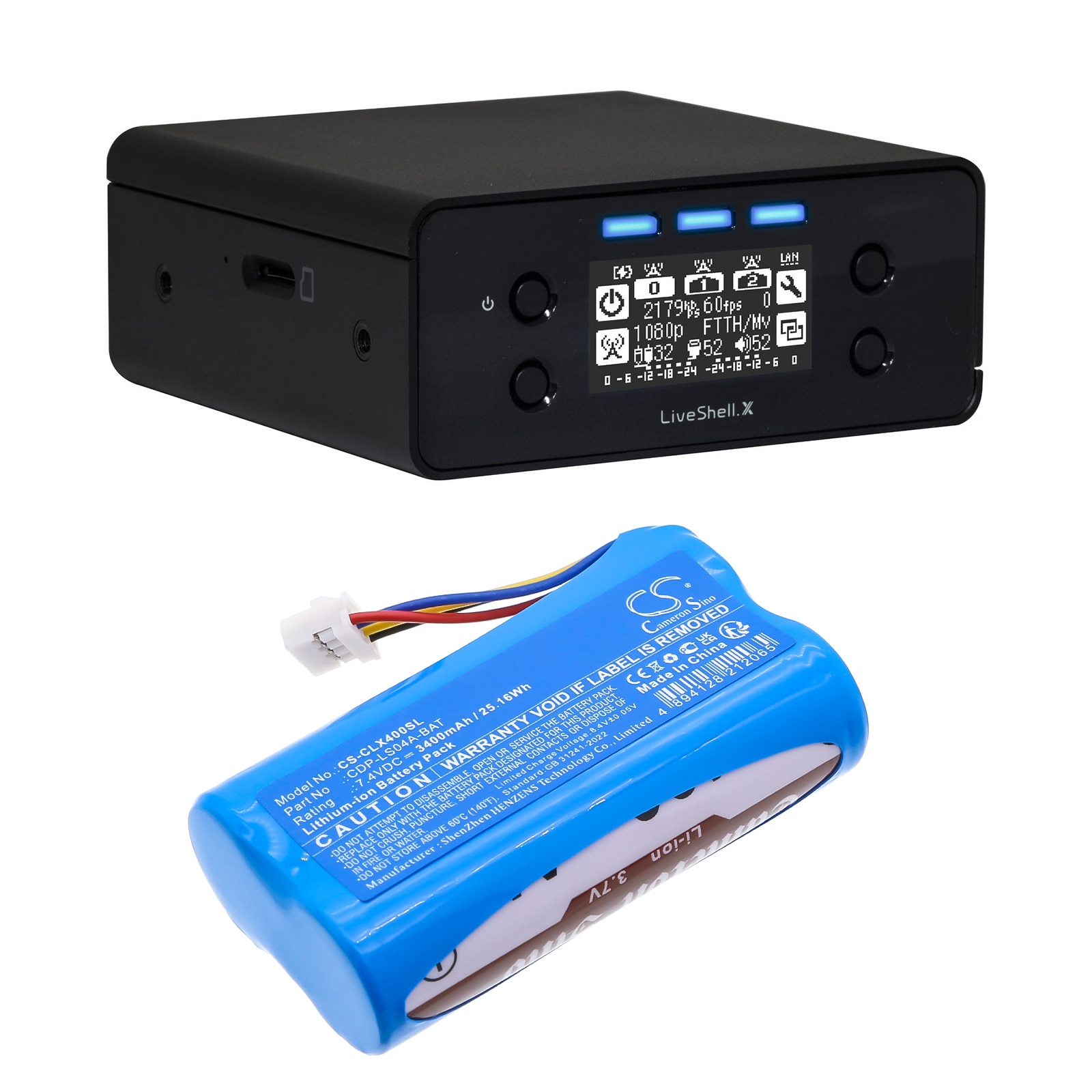 Batteri til sendere og mottakere for Cerevo LiveShell X Encoder