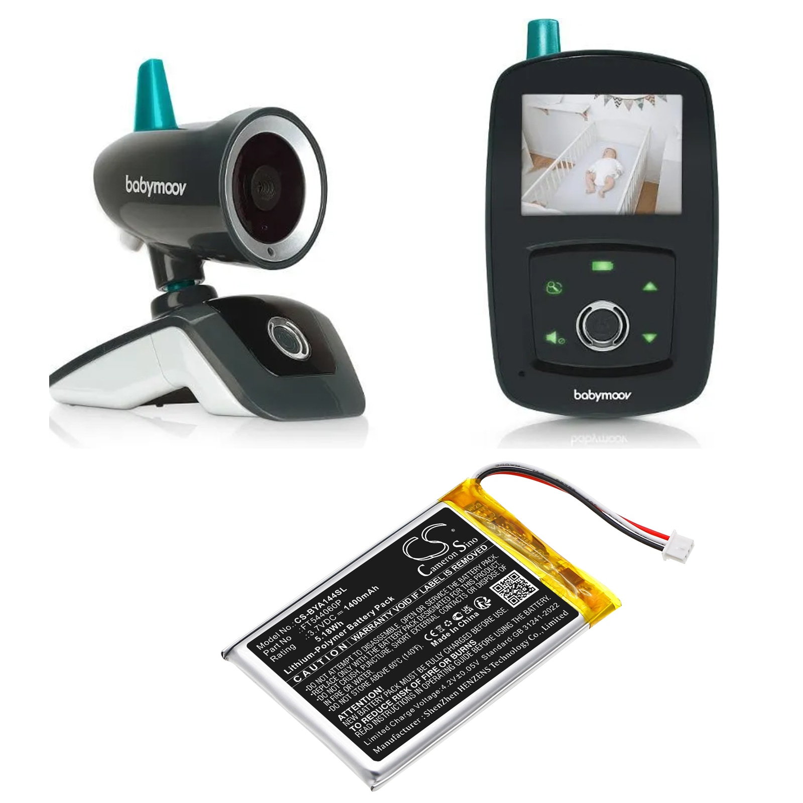 Batteri til BabyPhone for Babymoov A014416, A014417, A014420 og andre.