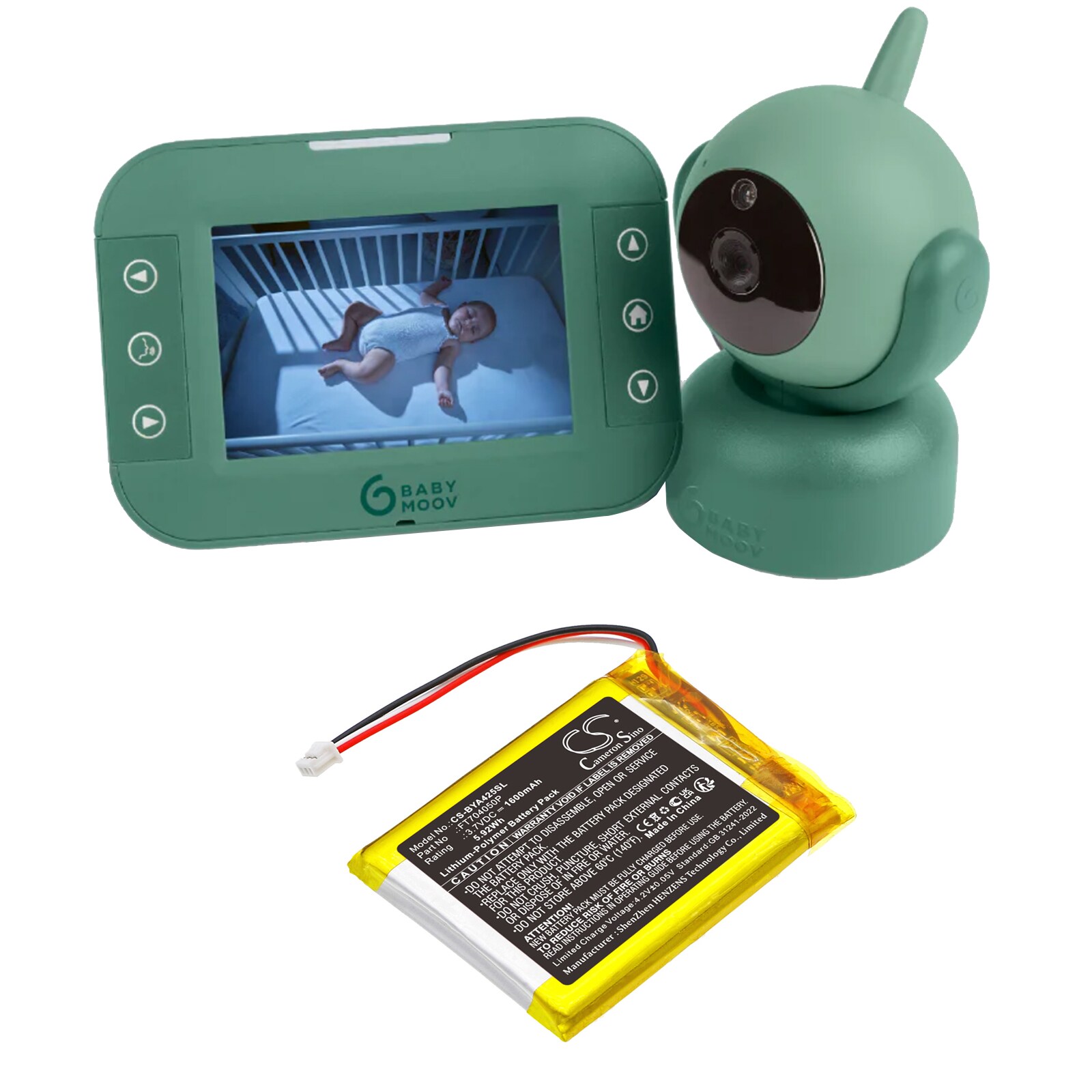 Batteri til BabyPhone for Babymoov A014425, Babyphone Yoo Twist, A014431