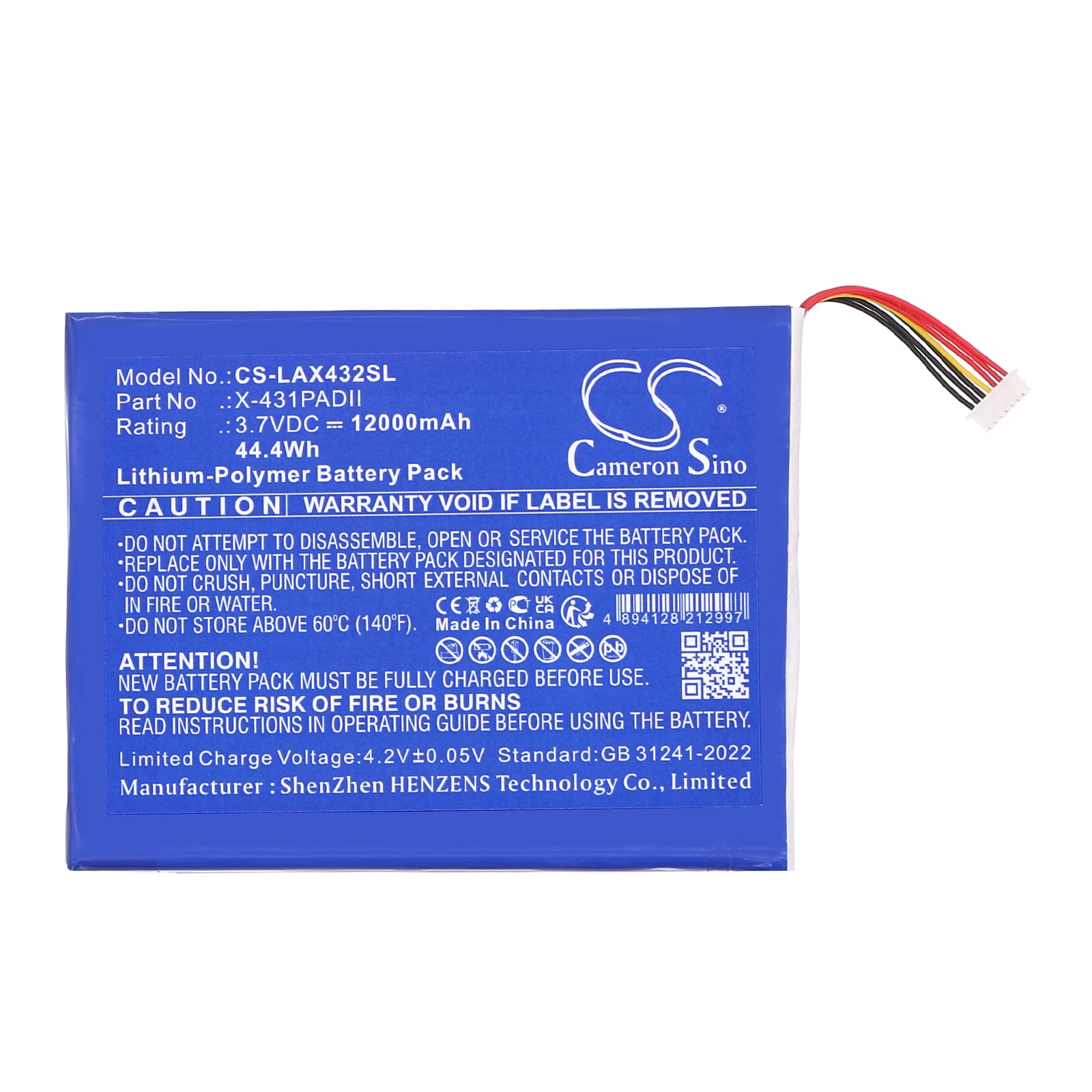 Batteri til diagnostisk skanner for Launch Diagnostic Scanner X431 Pad 2