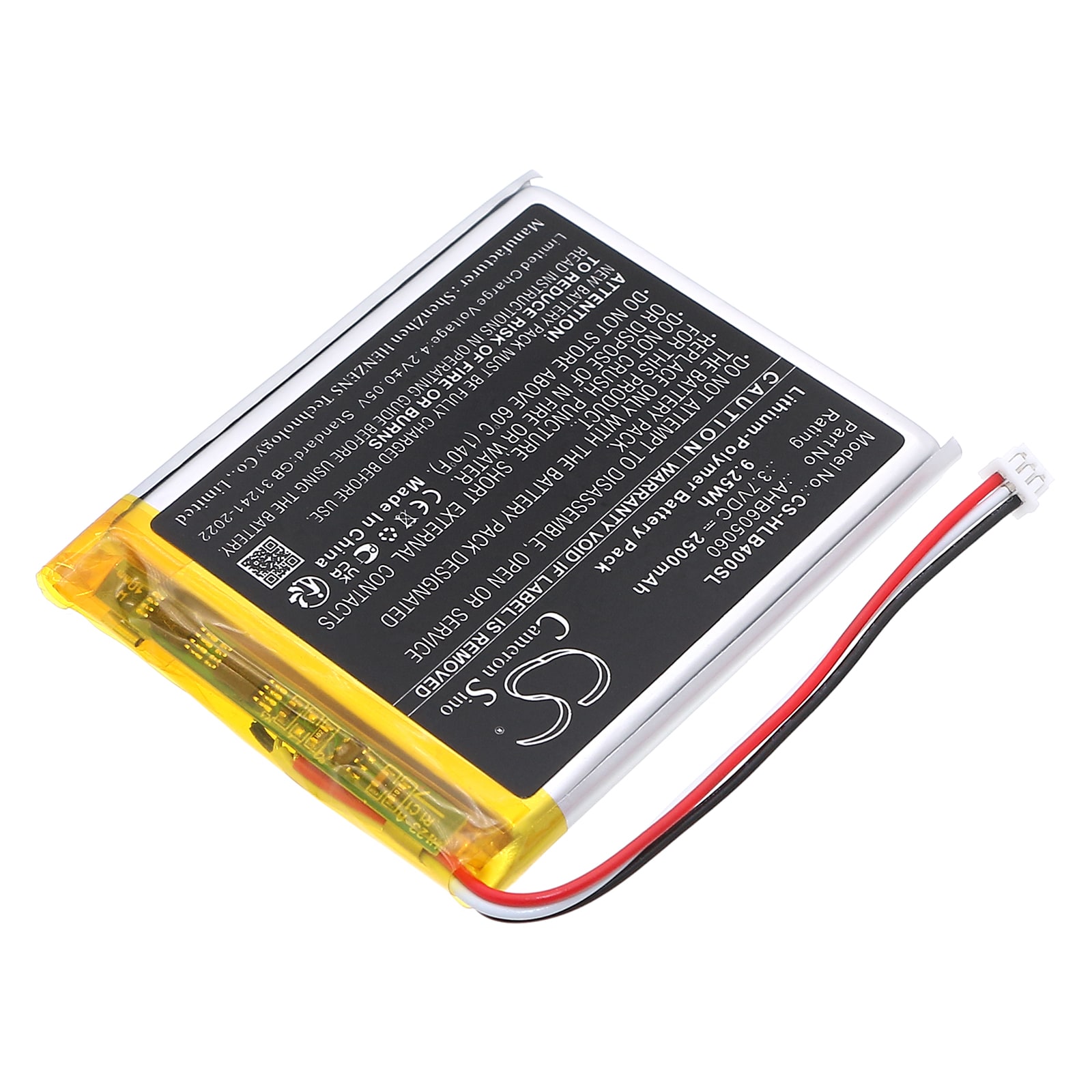 Batteri til BabyPhone for HelloBaby HB40 Monitor, HB50 Monitor, HB6351 Monitor