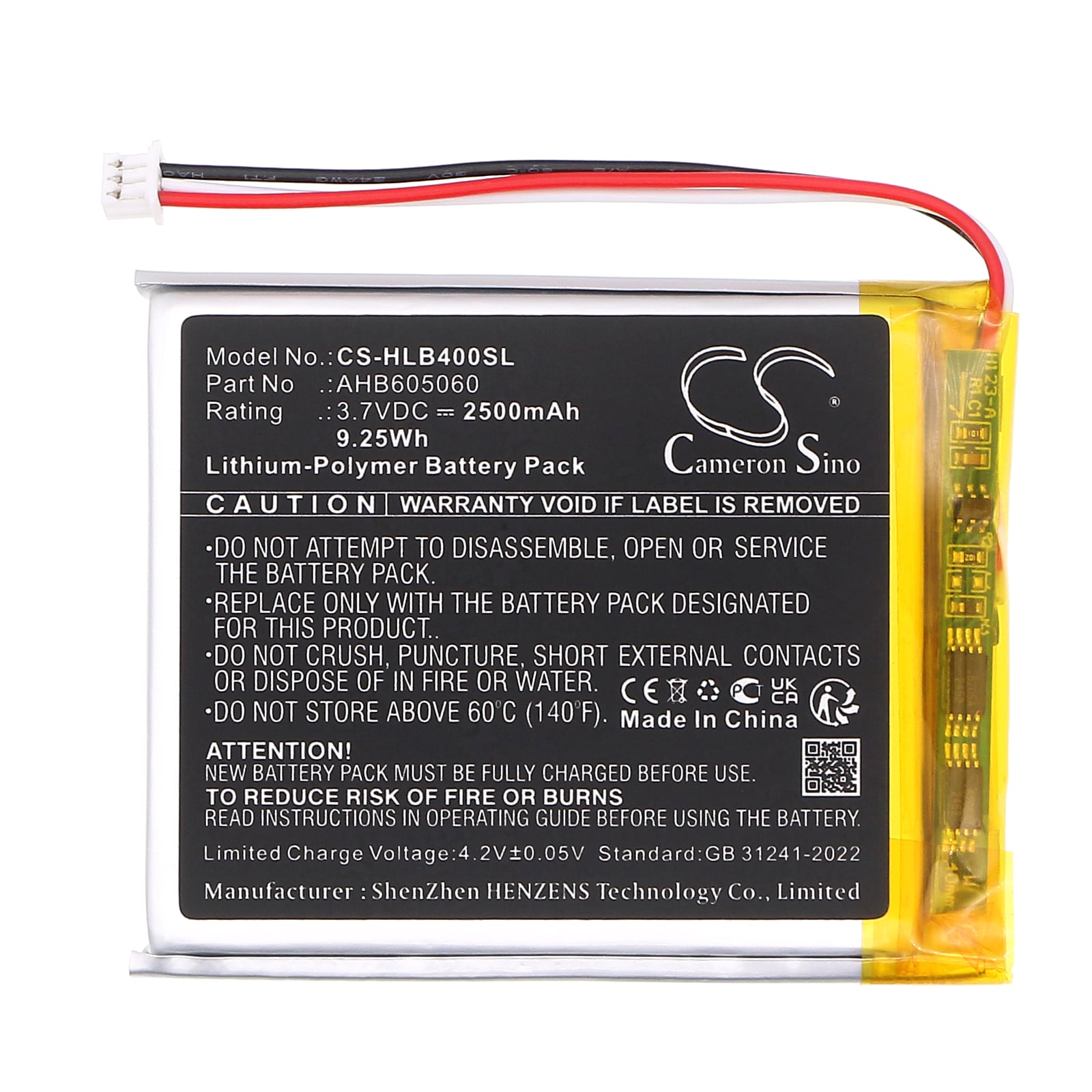Batteri til BabyPhone for HelloBaby HB40 Monitor, HB50 Monitor, HB6351 Monitor