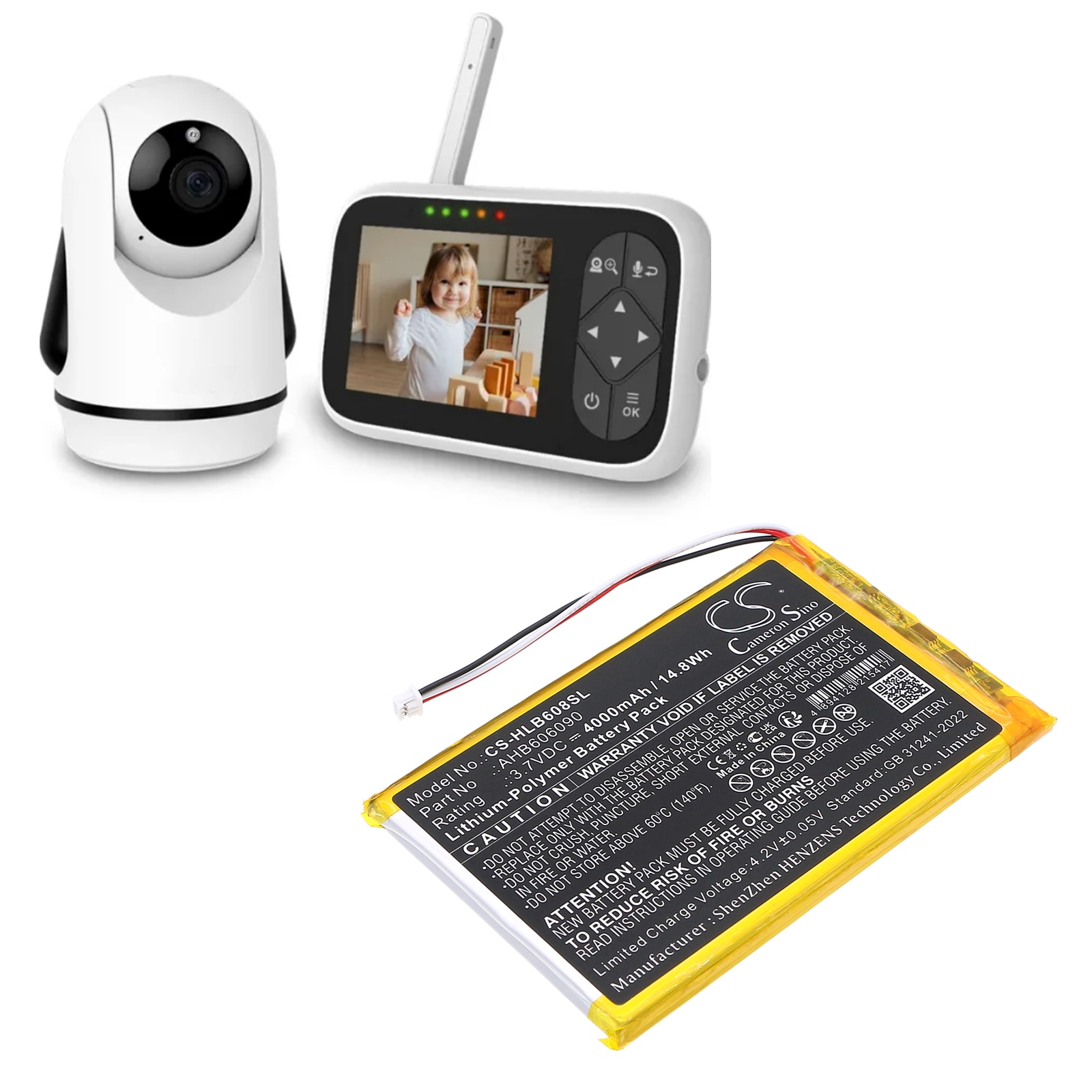 Batteri til BabyPhone for HelloBaby HB6081 Video Baby Monitor