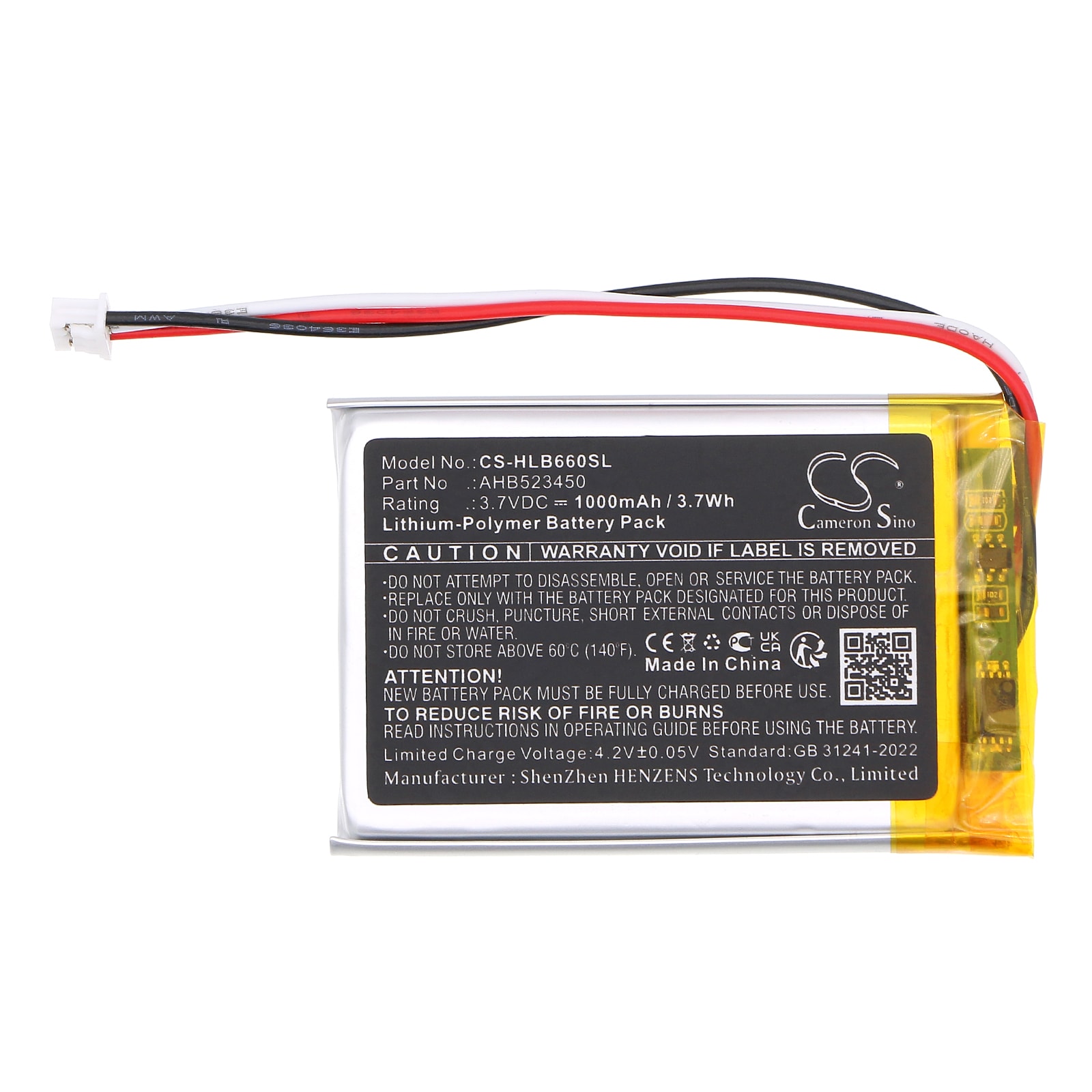 Batteri til BabyPhone for HelloBaby HB24 Monitor, HB31 Monitor, HB6231 Monitor og andre.