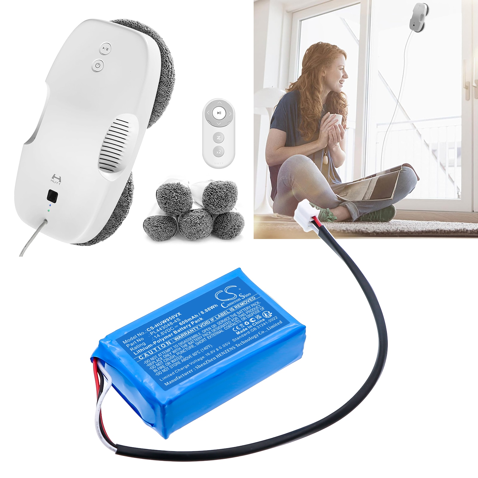Batteri for vakuum til HUTT DDC55, G104, W55 osv.
