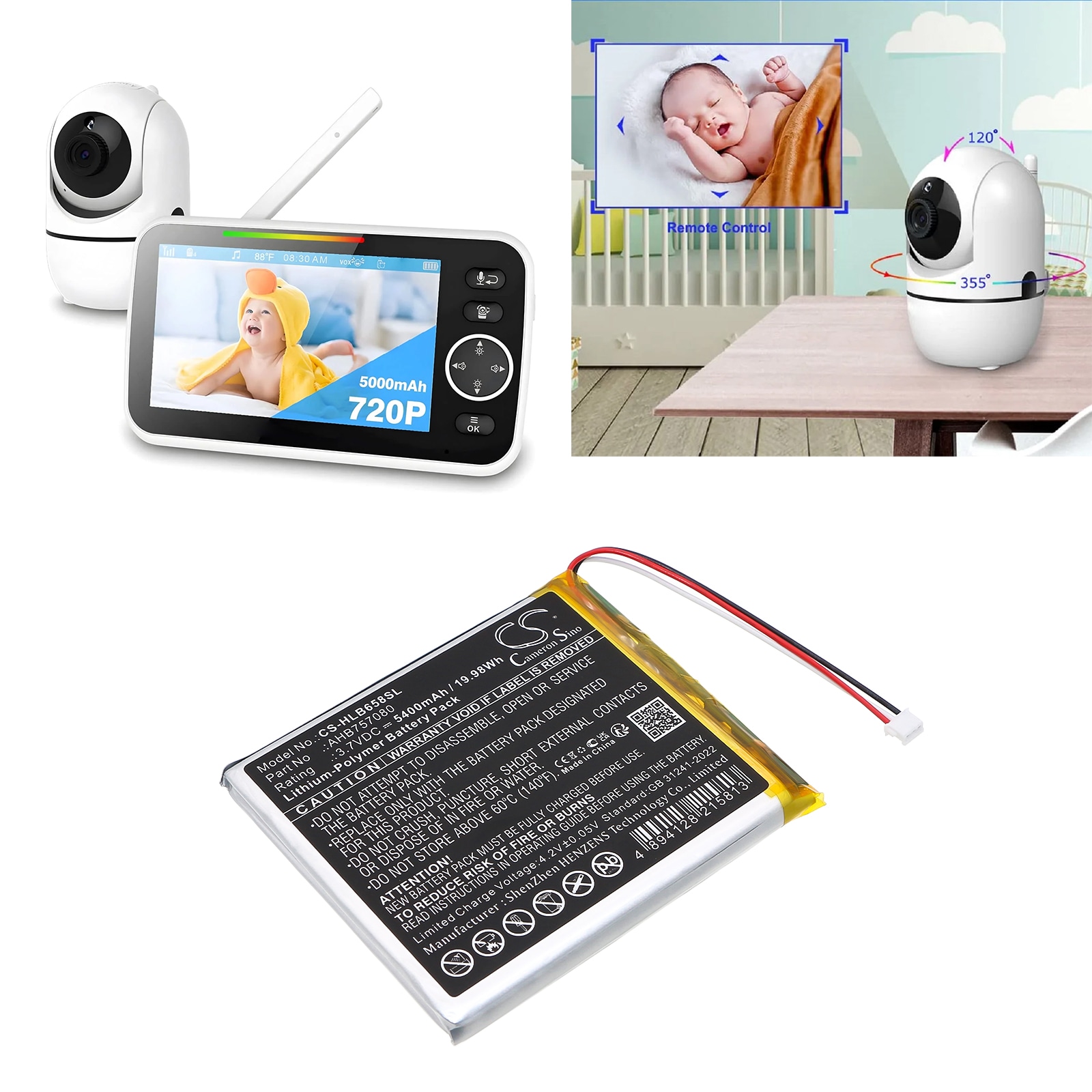 Batteri til BabyPhone for HelloBaby HB6588 Video Baby Monitor