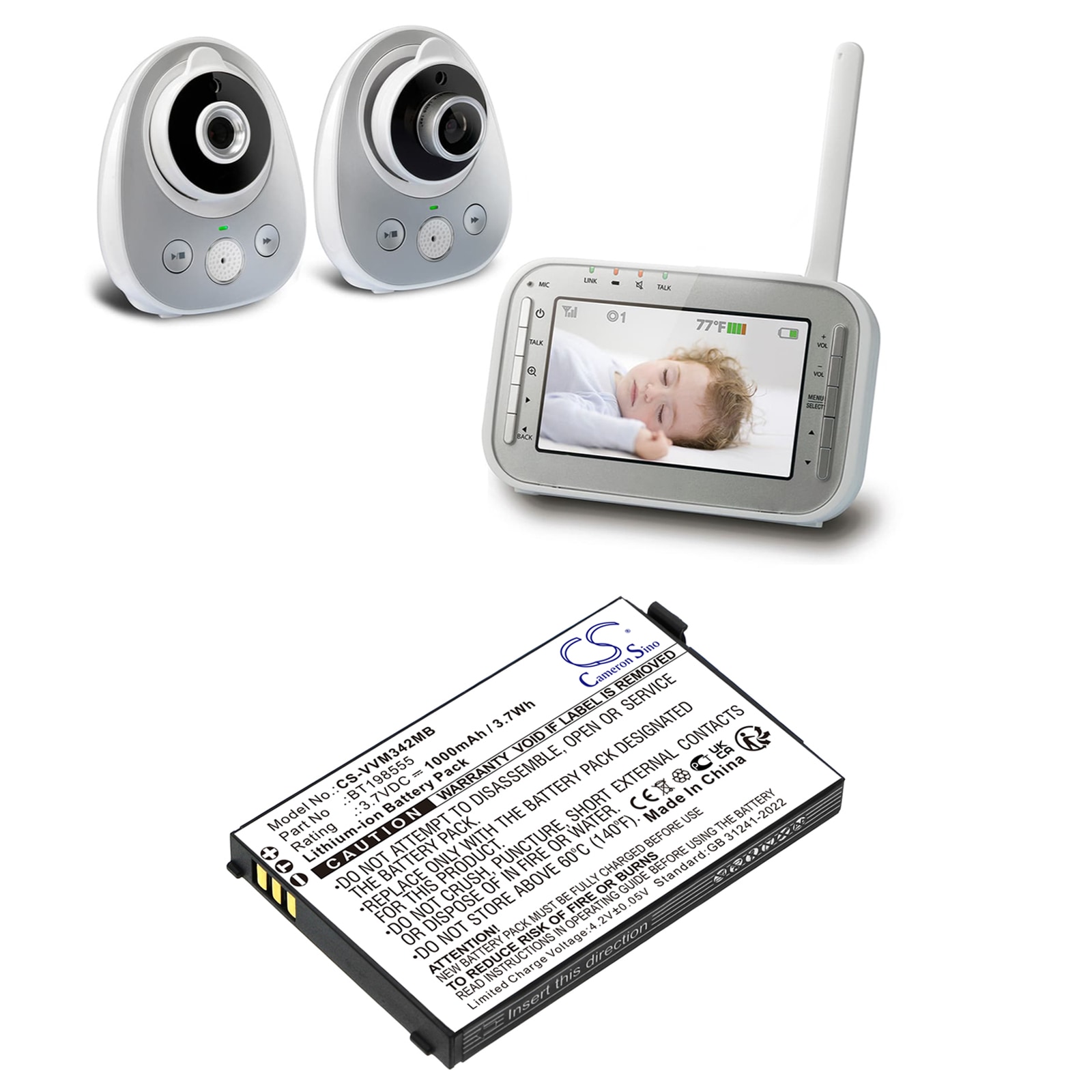 Batteri til BabyPhone for VTech VM342, VM342-2