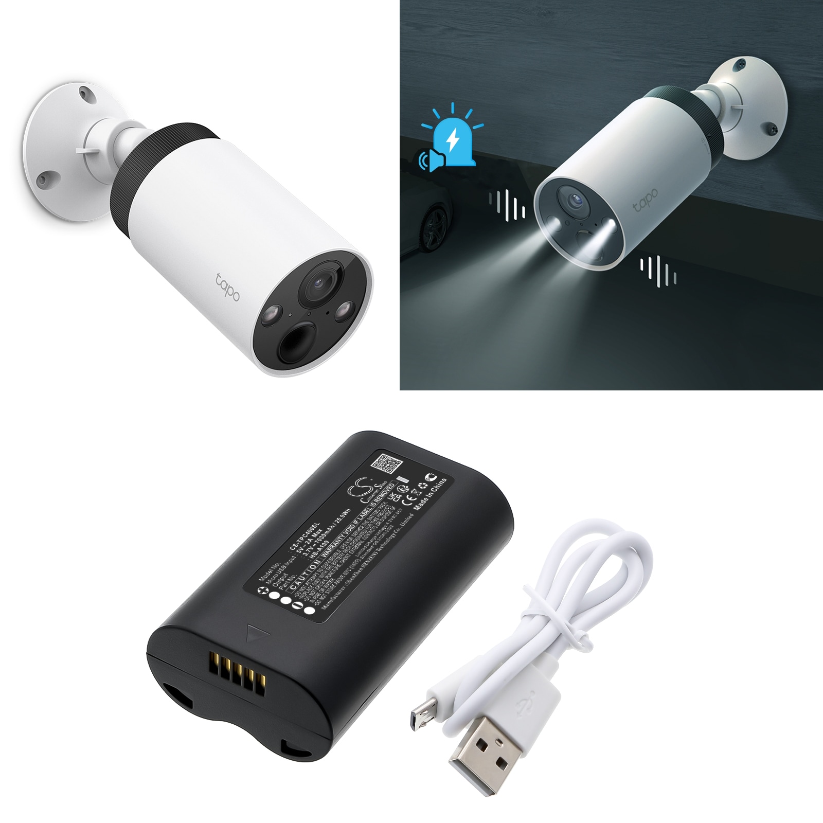 Batteri til sikkerhetskamera for hjemmet for TP-Link C400S2, C420S1, C420S2 og andre.