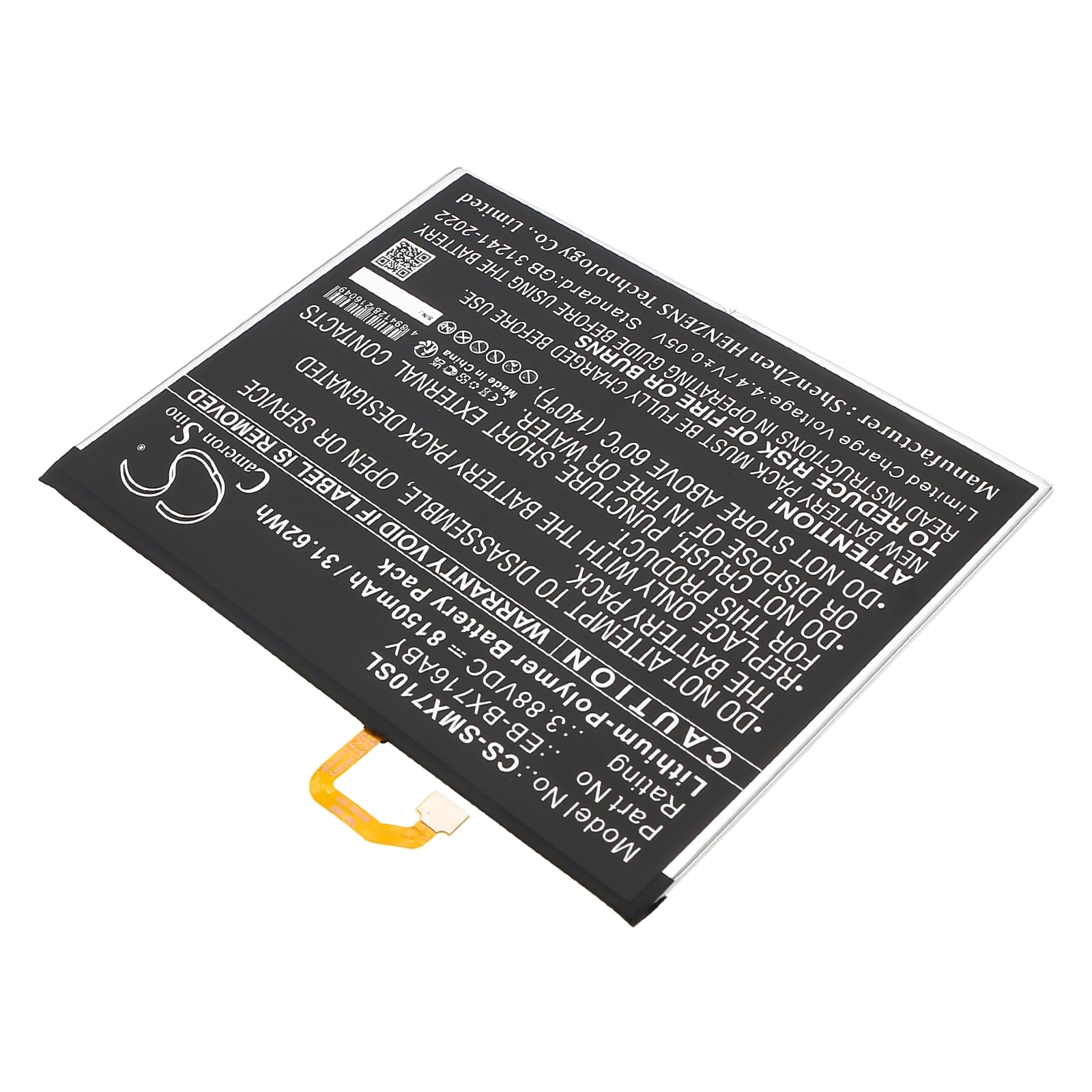 Batteri til nettbrett for Samsung Galaxy Tab S9, SM-X710, SM-X710N og andre.