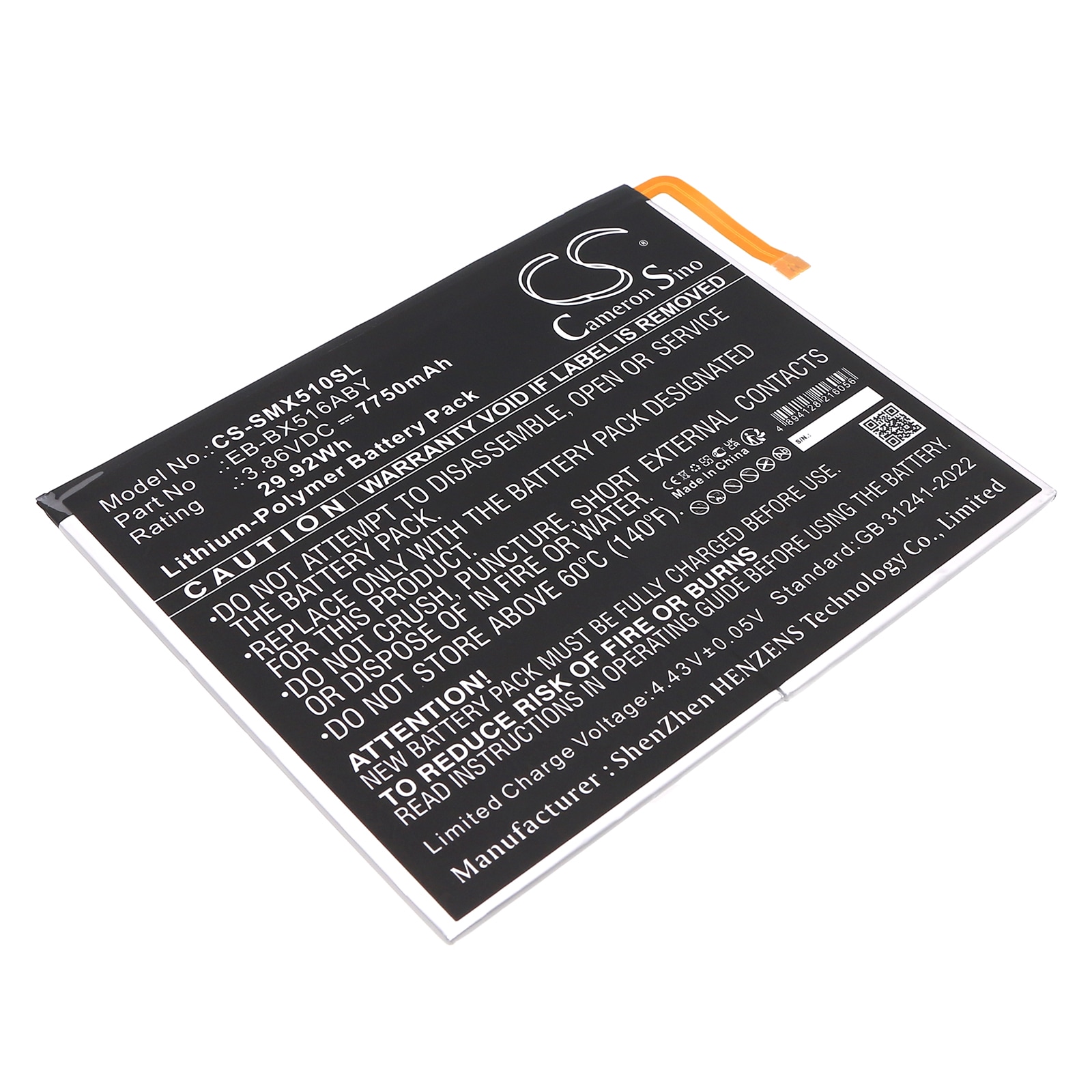 Batteri til nettbrett for Samsung Galaxy Tab S9 FE, SM-X510, SM-X510N og andre.