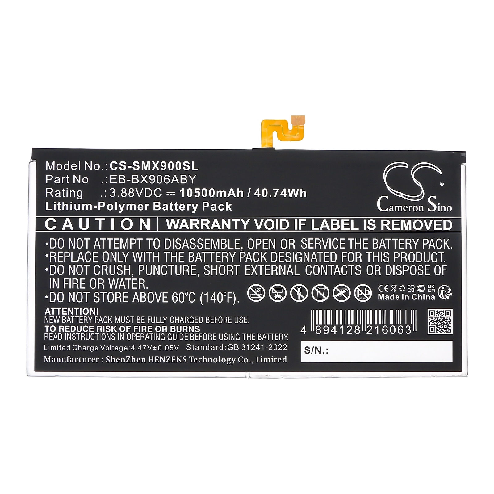 Batteri til nettbrett for Samsung Galaxy Tab S8 Ultra, SM-X900, SM-X906 og andre.