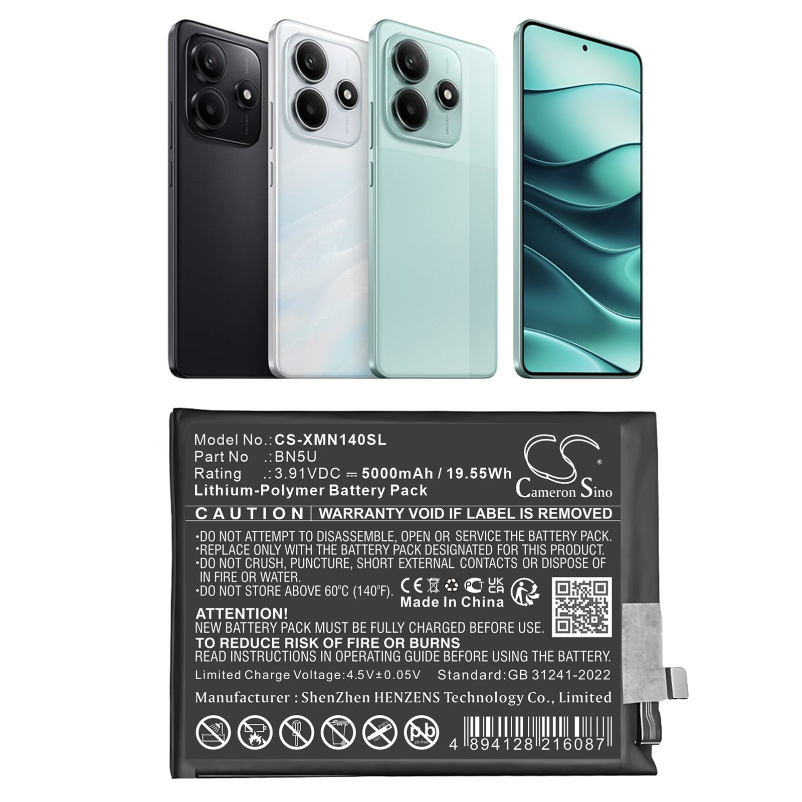 Batteri for SmartPhone, Mobil for Xiaomi 24094RAD4C, Xiaomi Redmi Note 14 5G