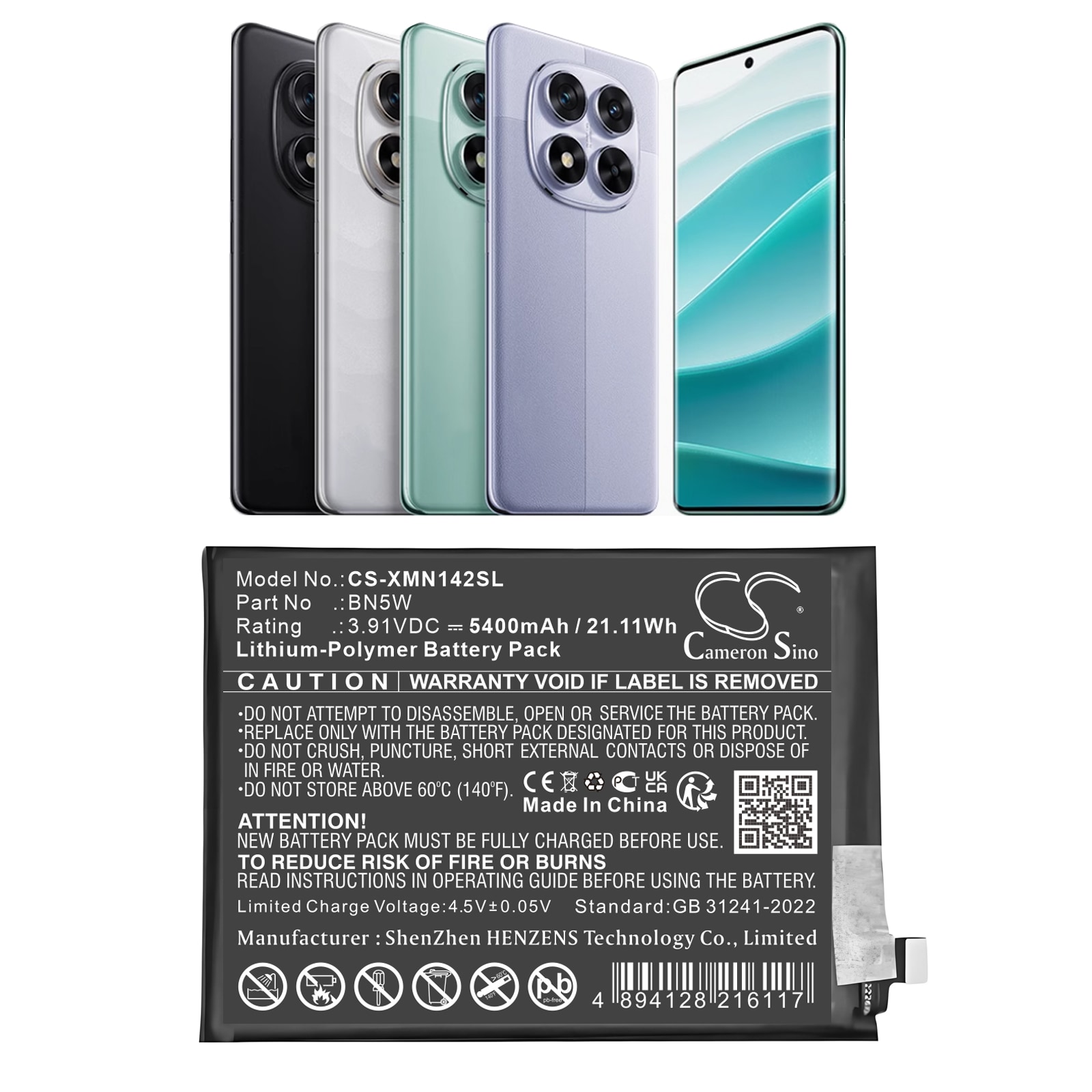Batteri for SmartPhone, Mobil for Redni 24116RACCG, Note 14 Pro