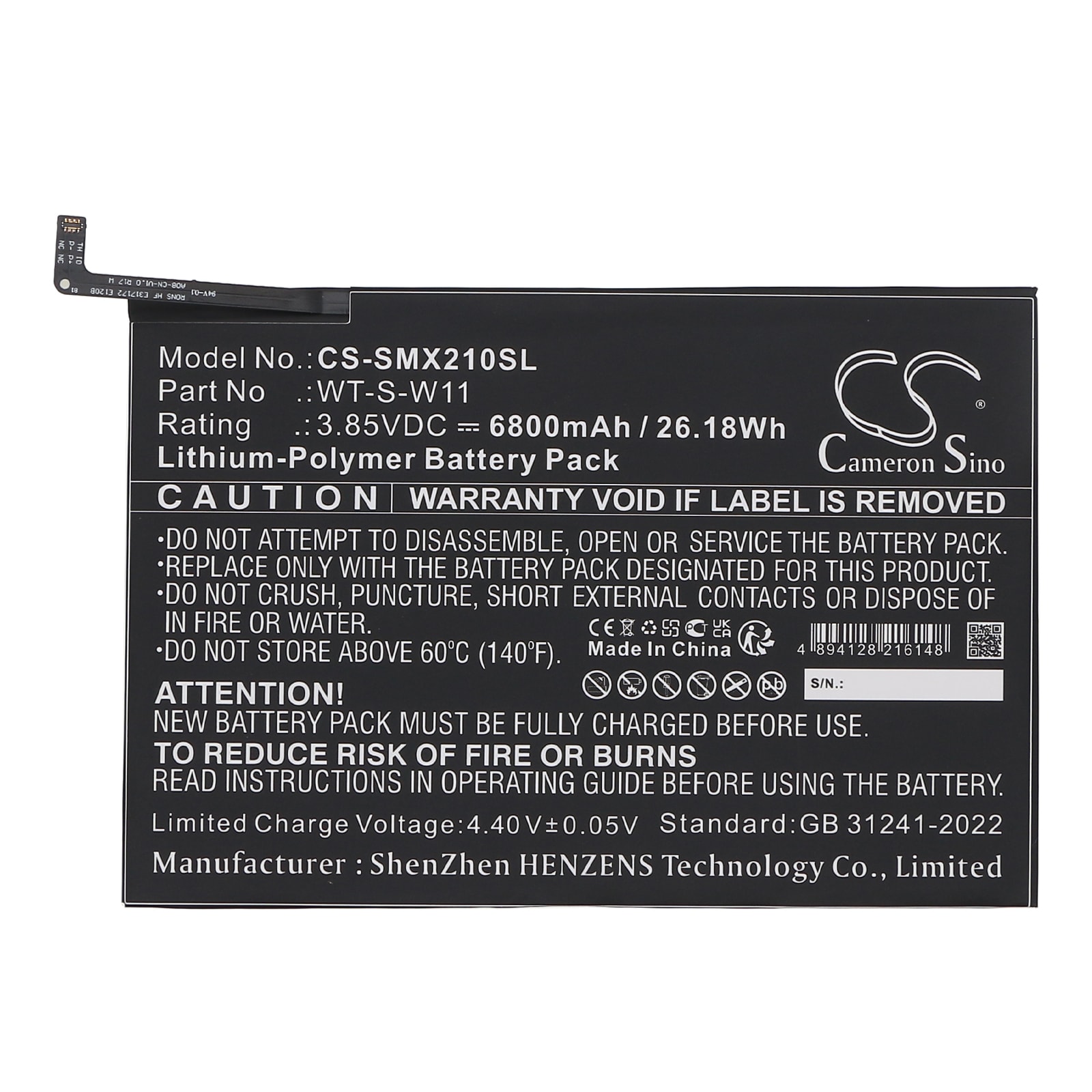 Nettbrettbatteri for Samsung Galaxy Tab A9+ 5G 11, SM-X210, SM-X210NZAEXAR og andre.
