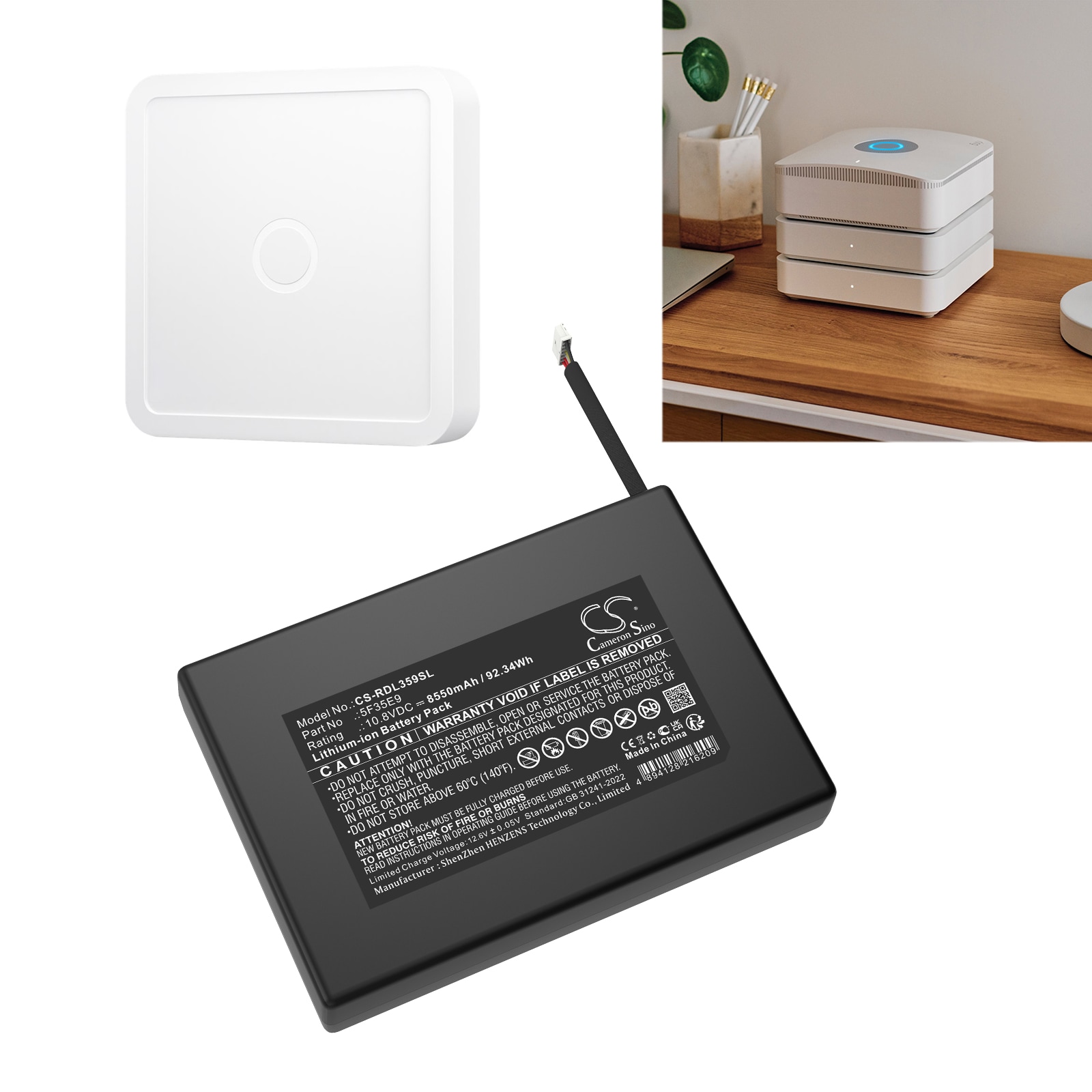 Batteri til sikkerhetskamera for hjemmet for Ring Ring power pack