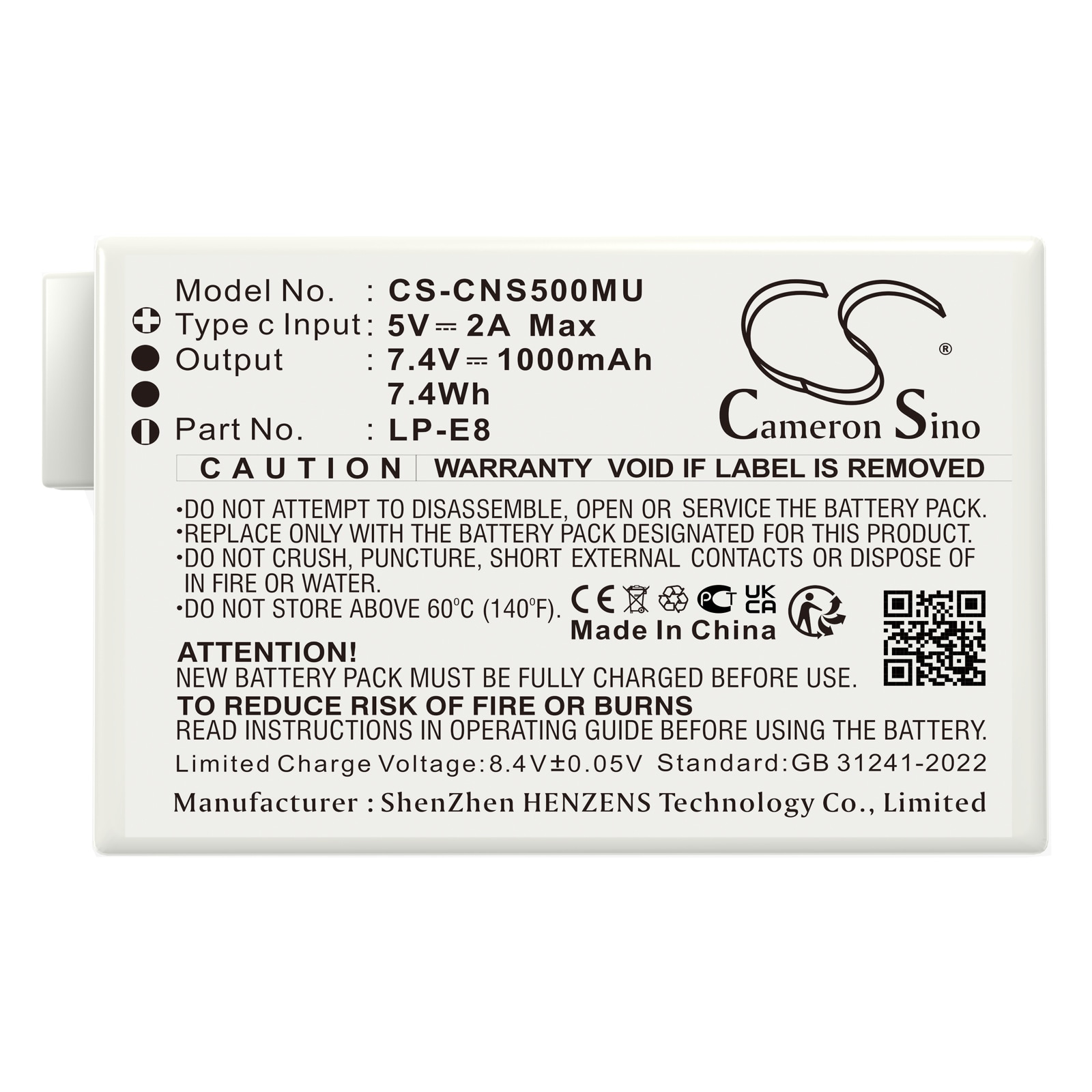 Batteri til kamera for Canon EF-S, EOS 550D, EOS 600D osv.