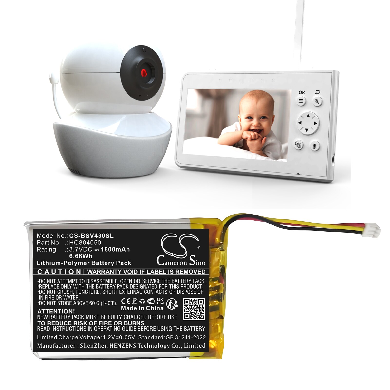 Batteri til BabyPhone for Babysense V43 Video Baby Monitor