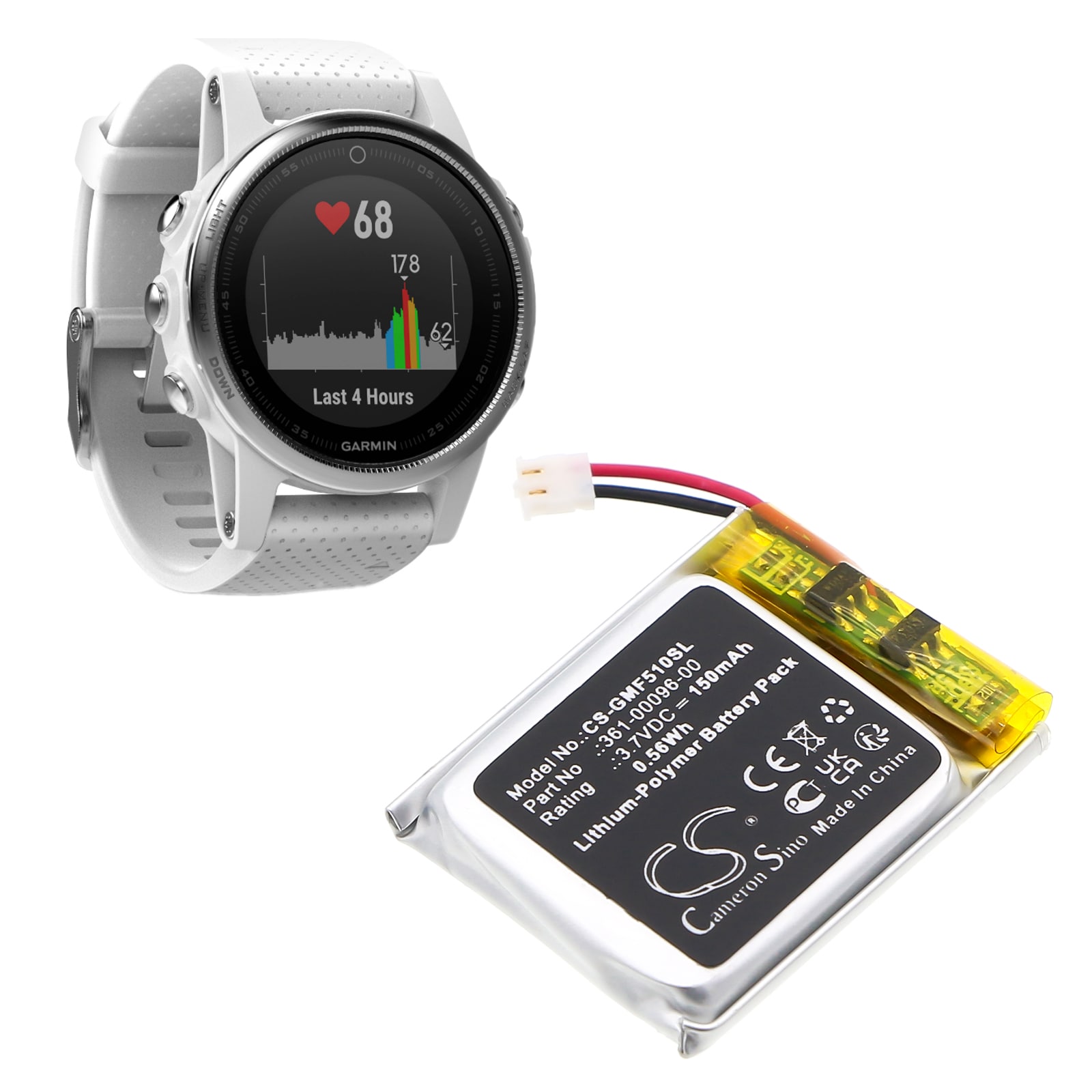 Batteri til smartklokke for Garmin Fenix 5S, Fenix 5S Plus