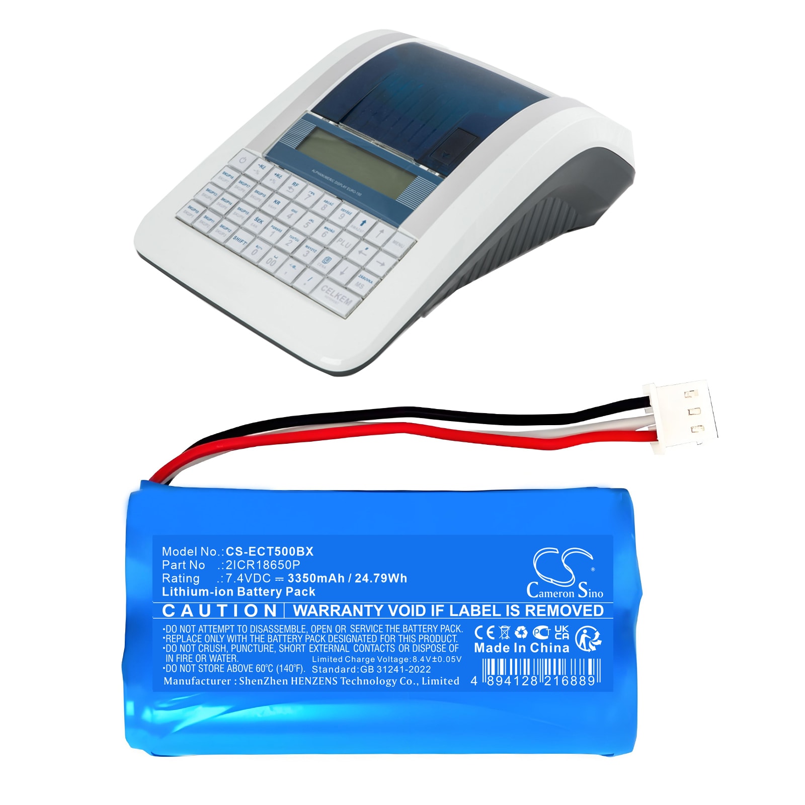 Batteri til kassaapparat for Elcom Euro-150TEi, Euro-50TEi, Euro-50TEi Mini