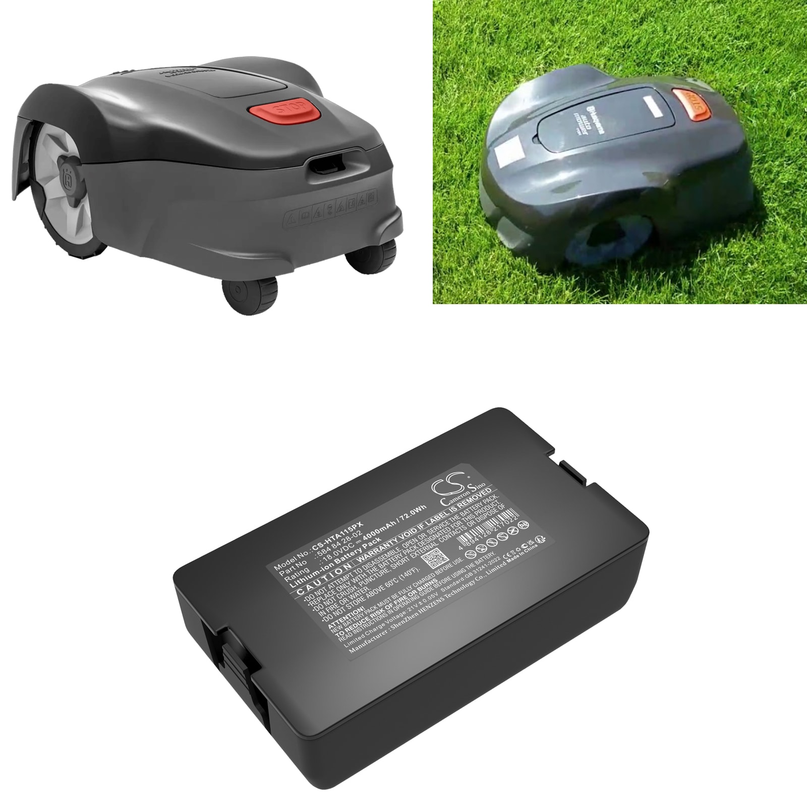 Batteri til gressklippere fra Gardena Sileno / Automower / Flymo / Husqvarna – 4000 mAh