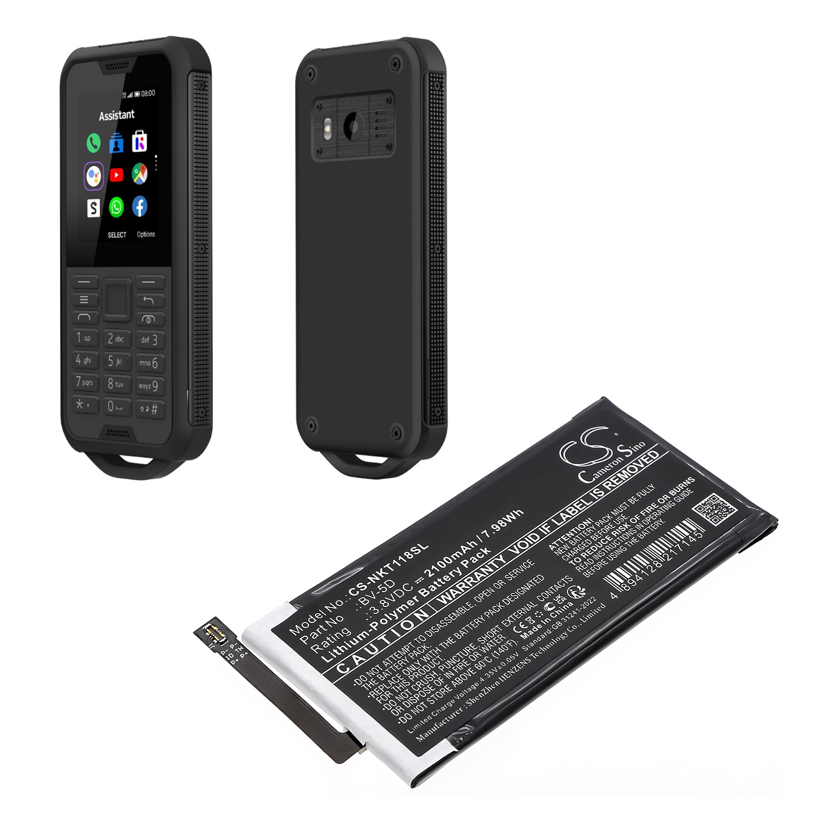 Batteri for SmartPhone, Mobil for Nokia 800 Tough, TA-1186, TA-1186/DS