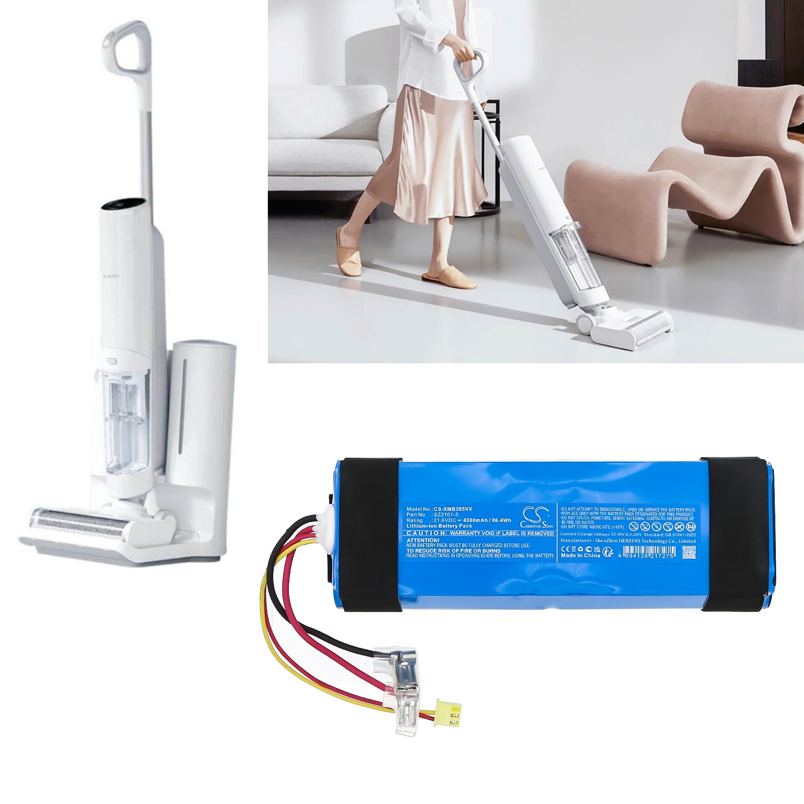 Batteri for støvsuger for Xiaomi B305GL, MJGWXDJ, Truclean W10