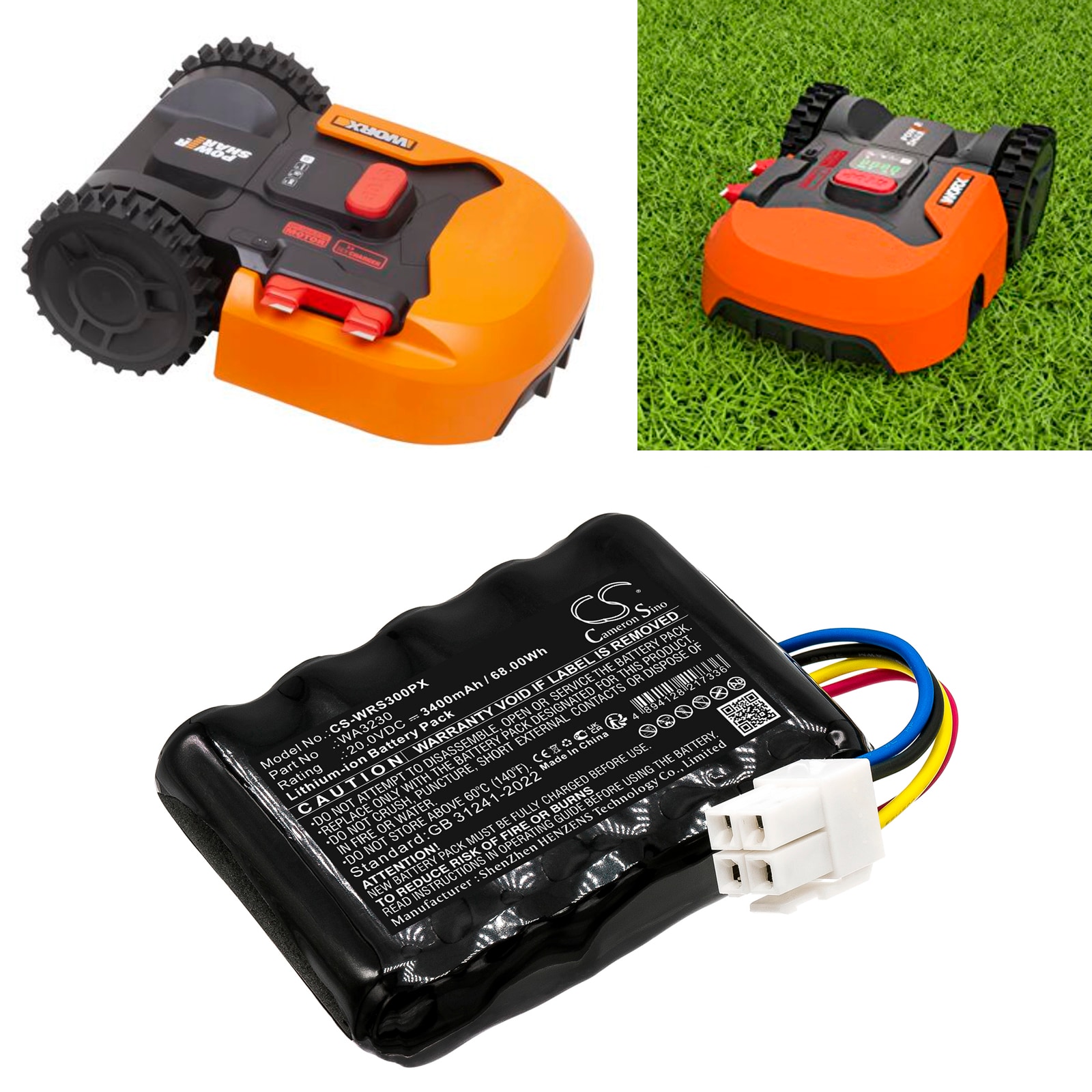 Batteri til Worx Gressklipper – 3400 mAh Kompatibelt Erstatningsbatteri i Originalkvalitet
