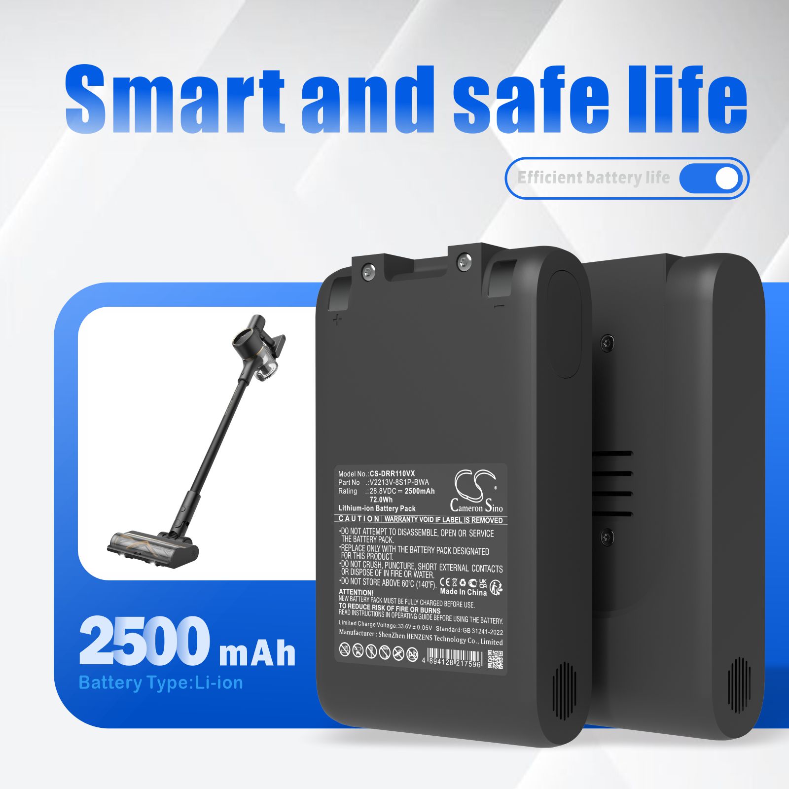 Batteri til Dreame R10 Pro, R10 Pro trådløs støvsuger