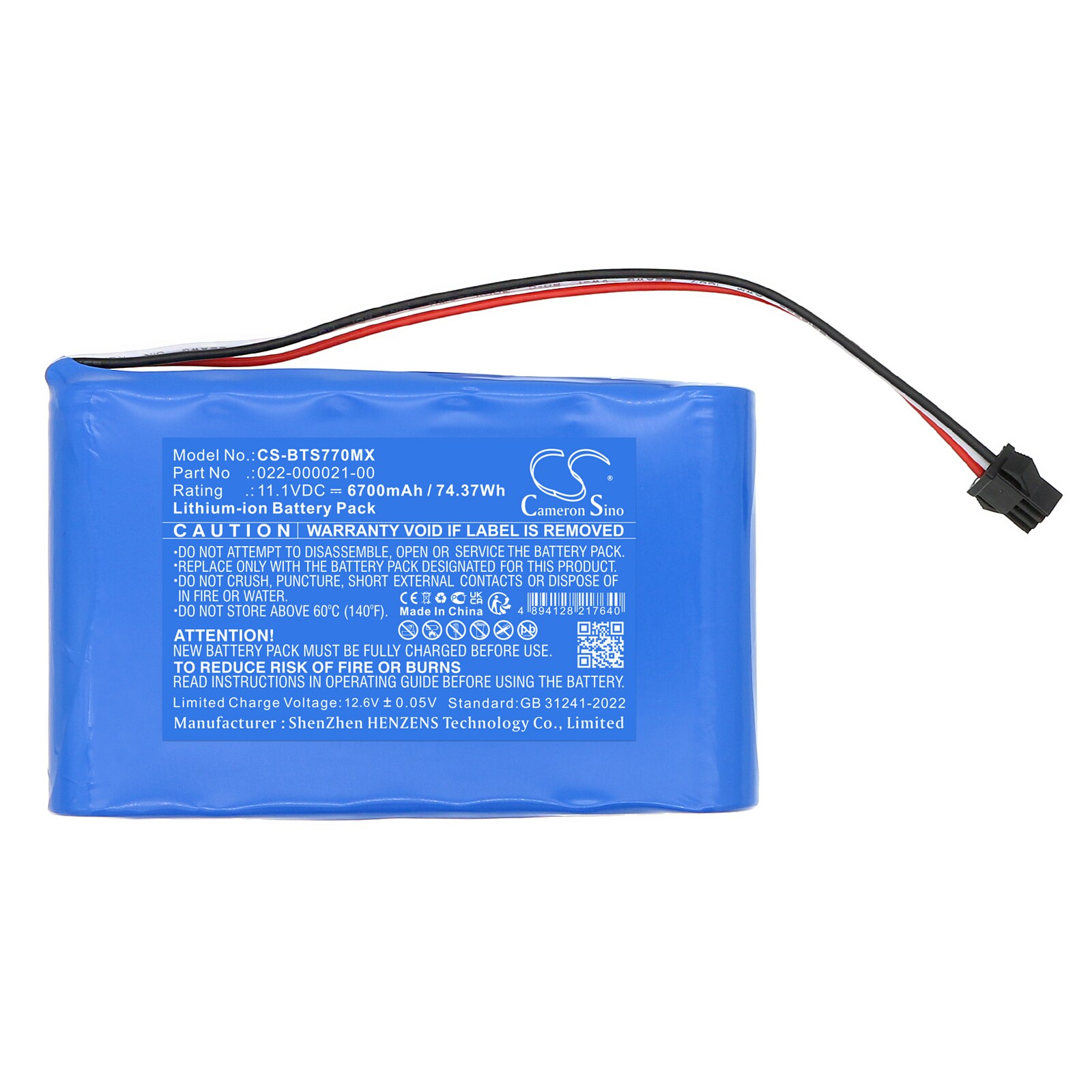 Batteri for medisinsk bruk til Bistos BT-740 pulsoksymeter, BT-770 pulsoksymeter osv.