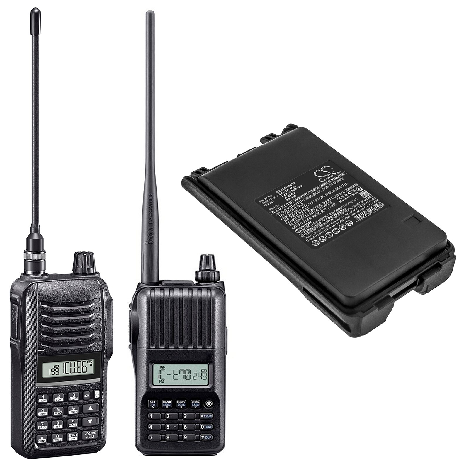 Batteri for Toveis-radio for Icom IC-F30, IC-T70A, IC-T70E osv.