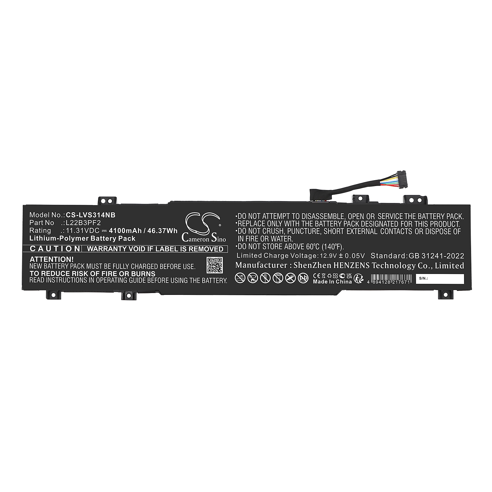 Batteri til bærbar PC for Lenovo IdeaPad Slim 3 14ABR8 82XL000JHH og andre.