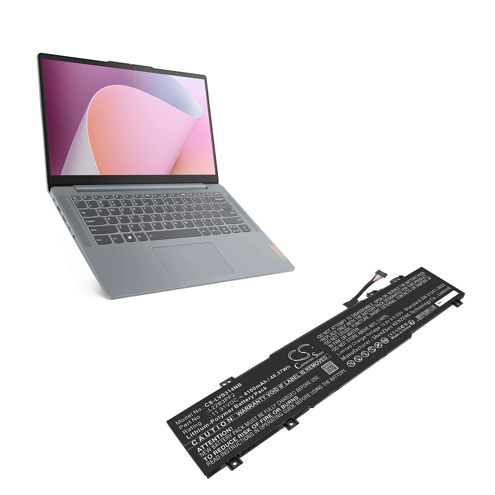 Batteri til bærbar PC for Lenovo IdeaPad Slim 3 14ABR8 82XL000JHH og andre.