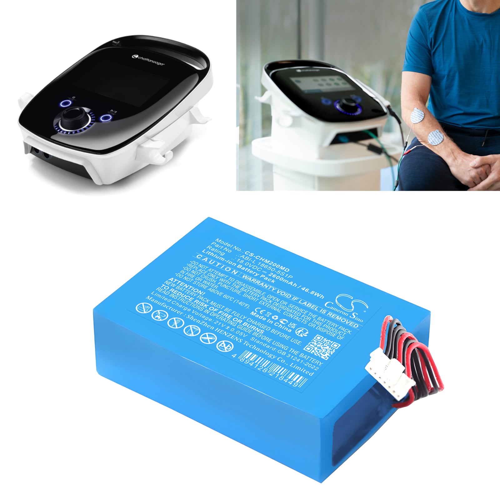 Batteri for medisinsk for Chattanooga Intelect Legend 2 Ultrasound og andre